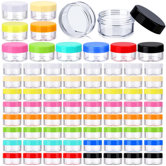 Ferrochef 100 Pcs Refillable Cosmetic Sample Jars Multi Color Small Travel Containers with Lids Round Leak Proof Cosmetic Jars Wide Mouth for Lotion Cream Ointment Makeup Travel Storage(1.06 oz)