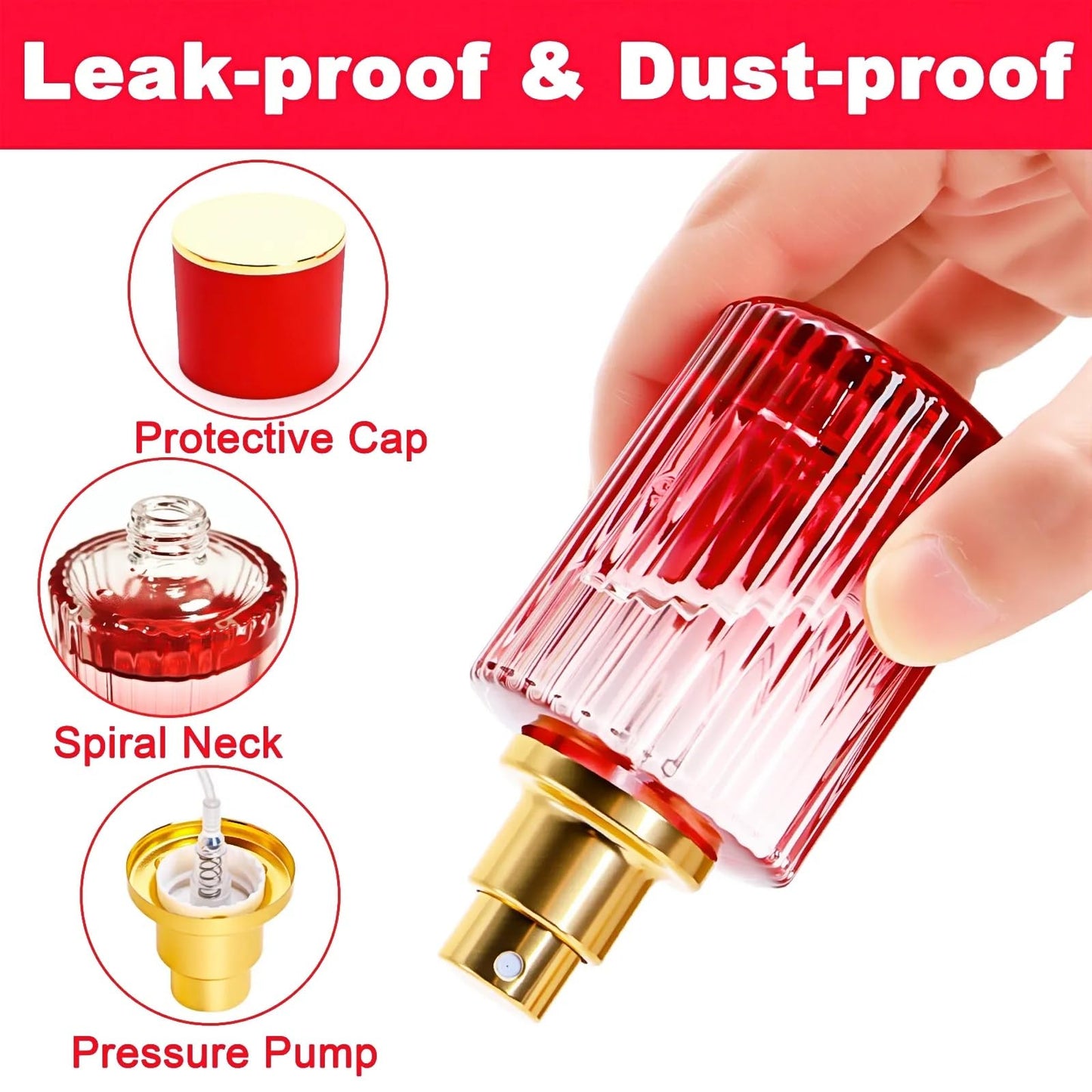 Lawei 6 Pack 30ml/1oz Refillable Perfume Bottles, Empty Small Glass Spray Bottles with 4 Kinds of Perfume Dispenser, Portable Travel Atomizer Bottle, Leak-proof Fragrance Containers for Men/Women