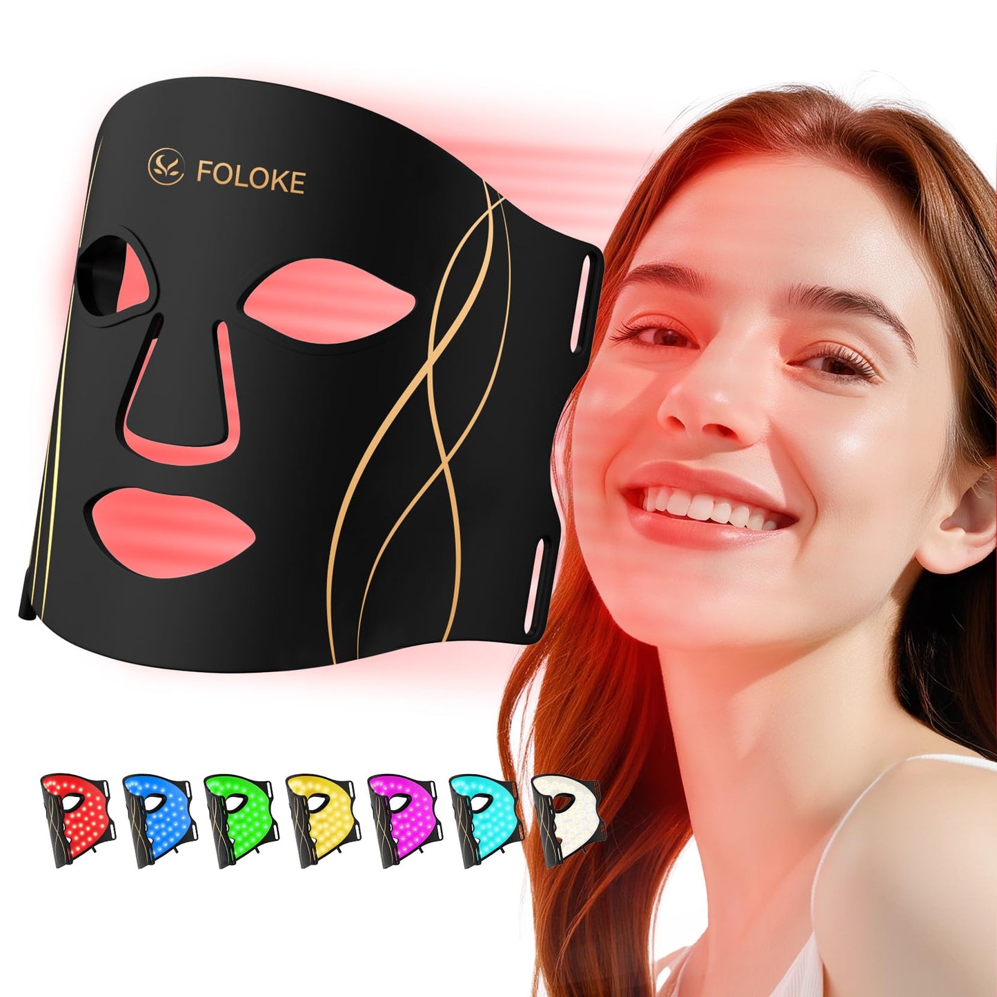 LED Light Therapy Mask Skin Care Mask, LED Red 630±5nm & NIR 830nm Wavelength for Home Use(model: MK66R-B)