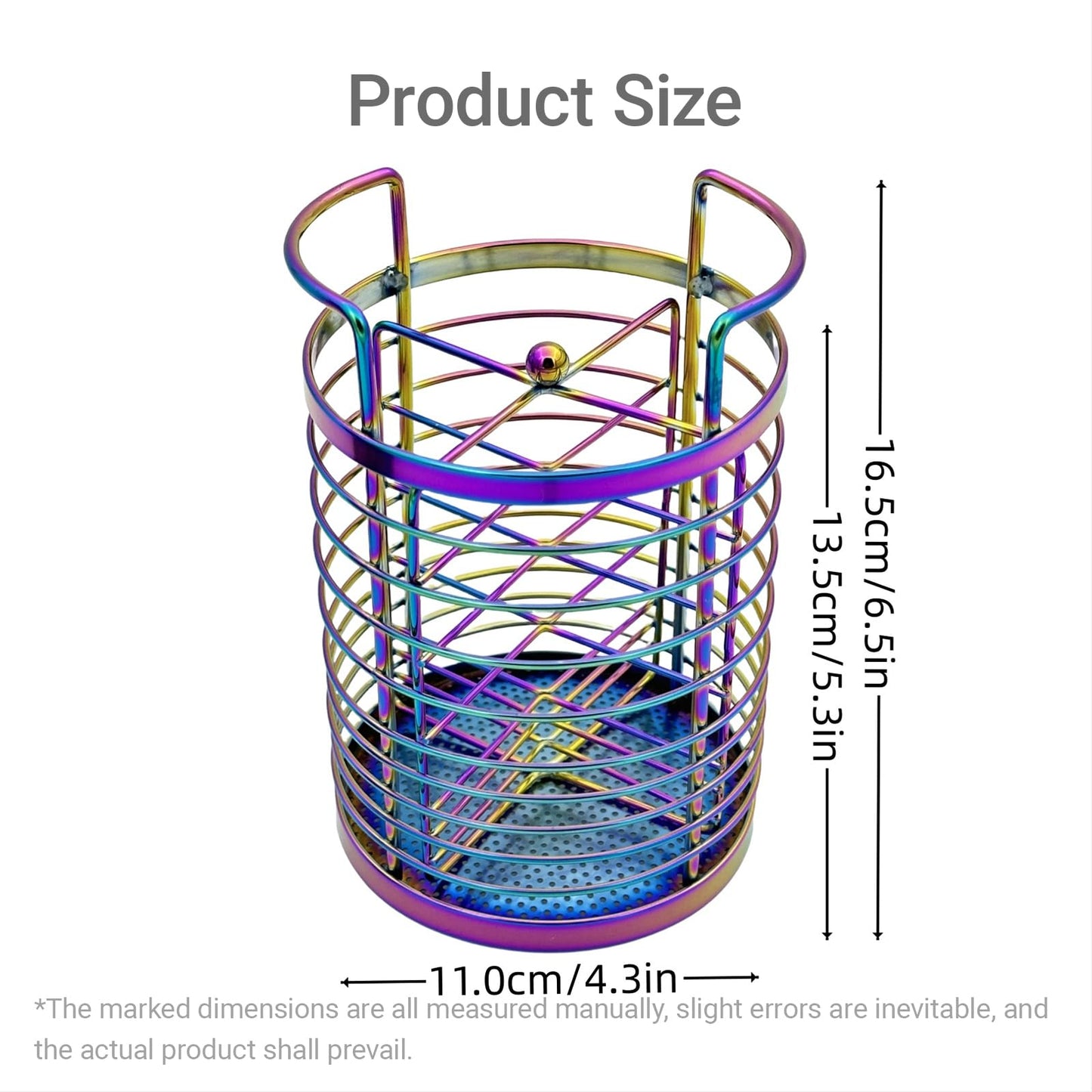 Rainbow Makeup Brush Holder Organizer, 4 Slot Make up Brushes Cup for Cosmetics, Nail Polish, Art Supply, Bathroom Vanity Desktop Organizer, Mesh Storage Caddy Baskets for Holding Knife Fork Spoon