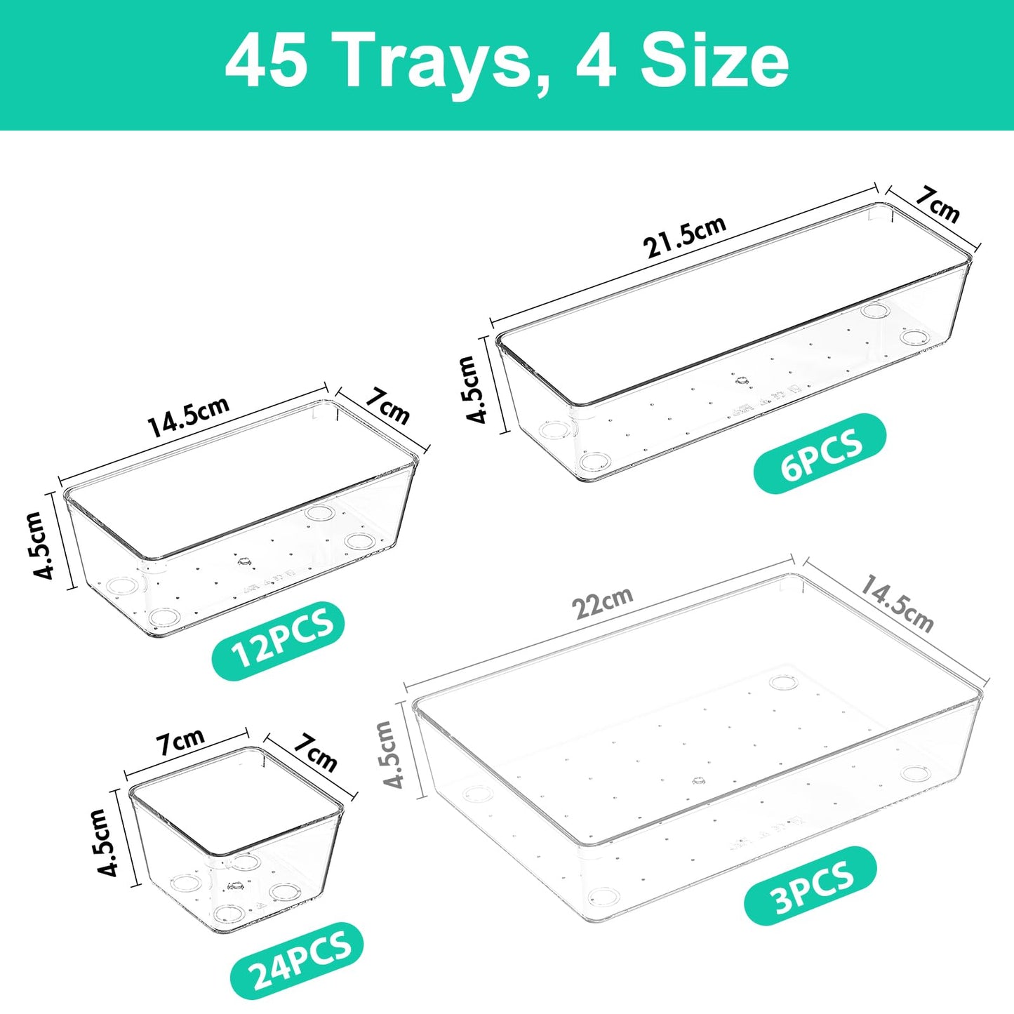 VEXTHYX 45P Clear drawer organizers