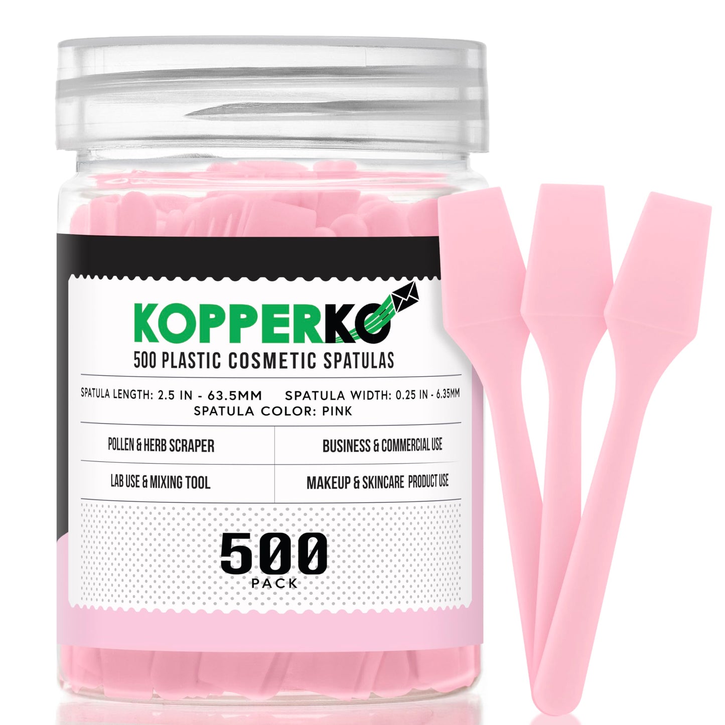 Kopperko Mini Face Cream Spatula (2.5", 500 Pack) - Small Lotion Spatula Tool for Skincare, Creams & Crafts | Skincare Applicator for Mixing, Cosmetic, Face Mask | Disposable Makeup Paddles | Pink