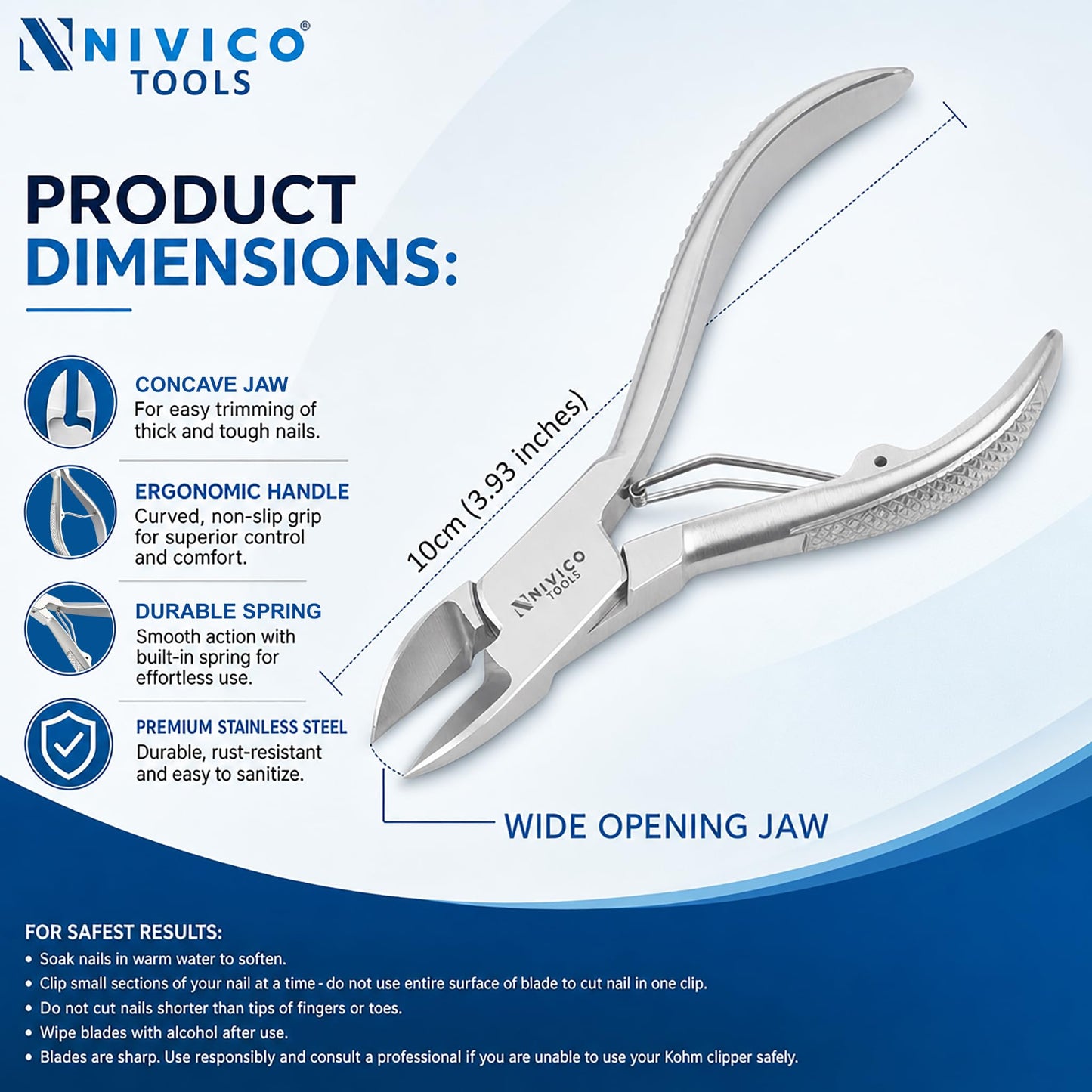 Nivico Tools Premium Nail Cutter – High-Carbon Stainless Steel Fingernail & Toenail Clipper – Ultra-Sharp Precision Trimmer with Ergonomic Wide Lever & Built-In File for Men, Women & Salon