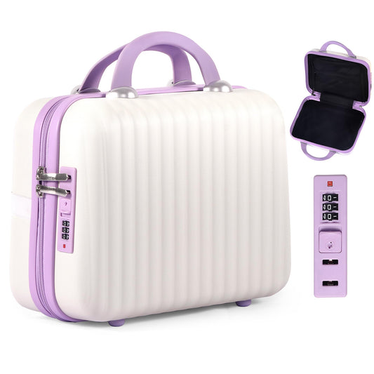 14 Inch Makeup Train Case Portable Hard Shell ABS Cosmetic Travel Case with Security Lock Large Toiletry Organizer Box with Elastic Strap for Suitcase Handle Travel Essentials Gift for Women