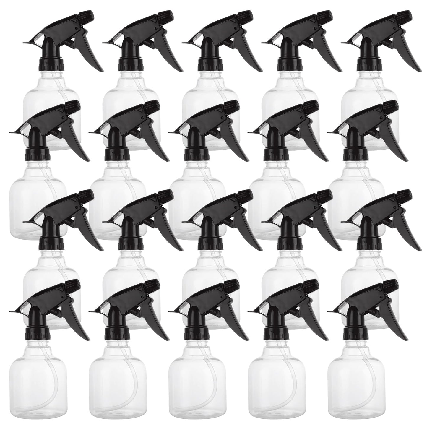 ZUQIAN 20 Pack 8 Oz Plastic Spray Bottle with Black Trigger Sprayers, Empty Refillable Spray Bottles with Adjustable Head Sprayer for Cleaning, Hair, Plant & Kitchen Use