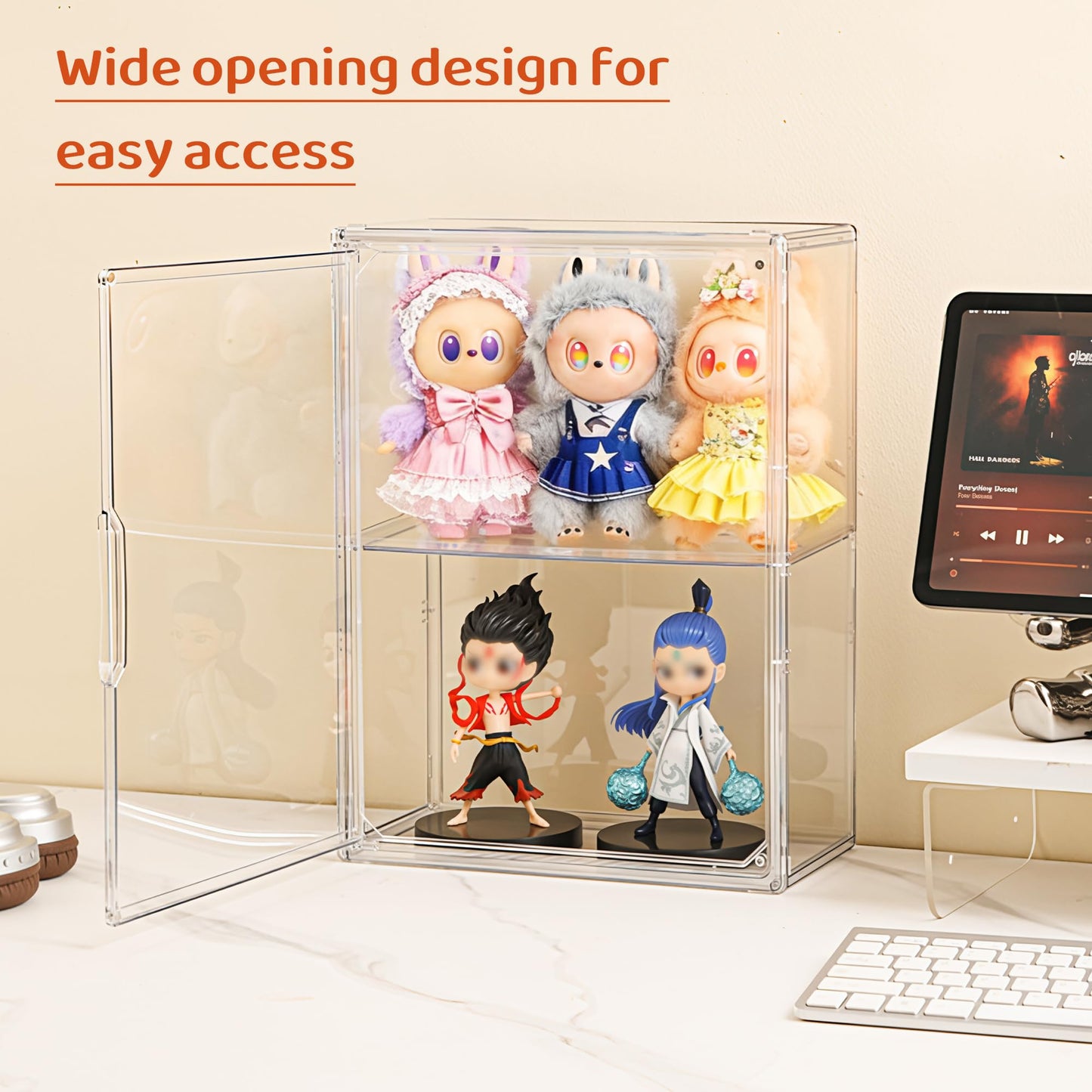 Acrylic Wall Mount Display Case for Collectibles Figures, 2 Tier