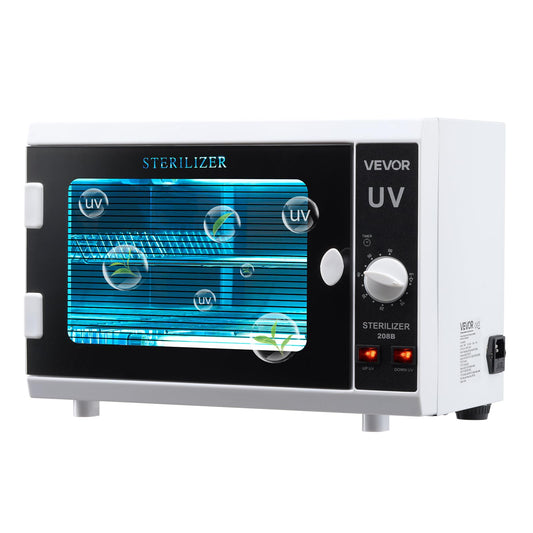 VEVOR Nail Tool Cleaning Machine, 12L Large Capacity, Knob Control, Tool Cabinet Cleaner Box with Timer Setting, Tempered Glass Door, 185nm Wavelength, for Labs, Home, Nail Salons, Beauty Salons