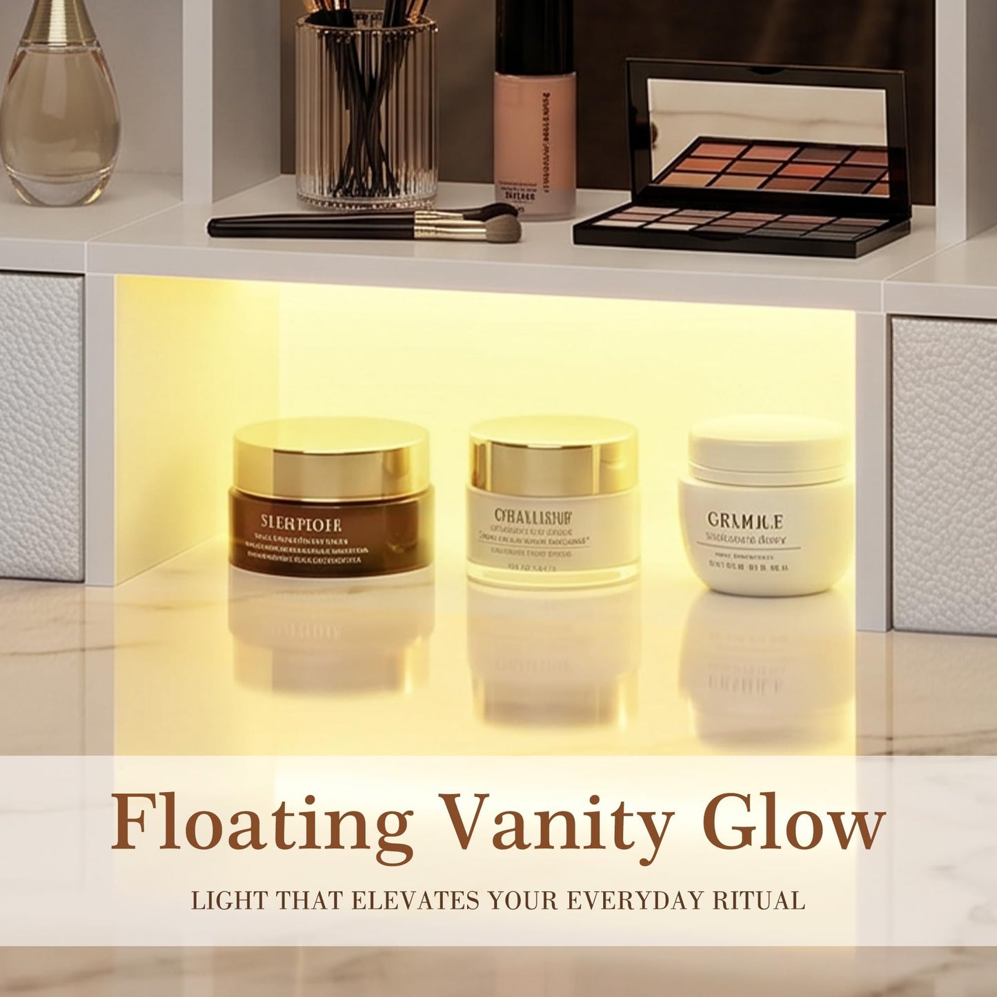 AFLUI Vanity Mirror with Lights, Makeup Mirror with Drawers and Storage