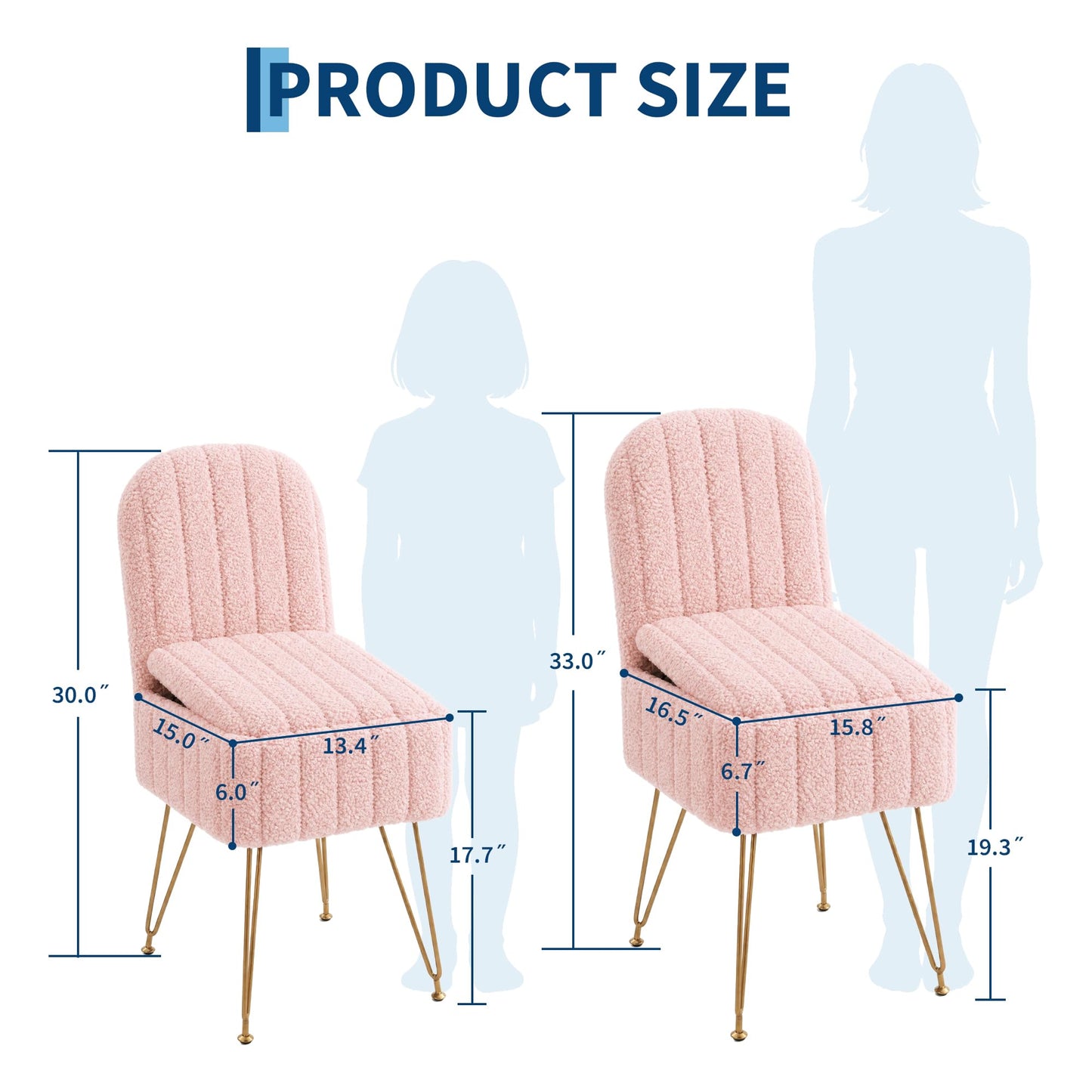 Garvee Vanity Stool Chair with Backrest, Square Ottoman with Hidden Storage Compartment, Soft Teddy Fabric, 280 Lbs Weight Capacity, Modern Style for Bedroom Living Room,Pink,Small