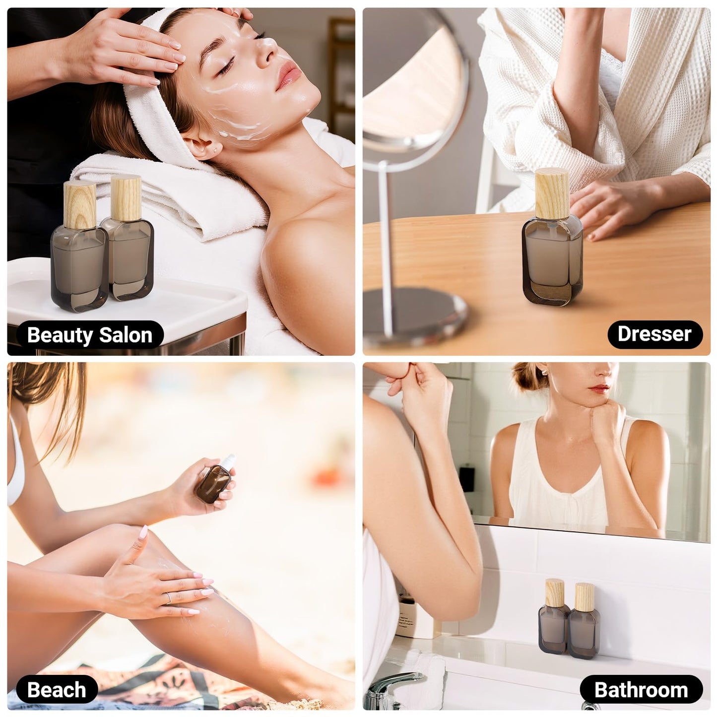Segbeauty 1oz Glass Pump Bottle Dispenser Empty for Moisturizer, 2pcs Mini Travel Bottles Refillable, 30ml Glass Travel Containers for Cream Foundation Oils, Black Small Lotion Bottle with Pump