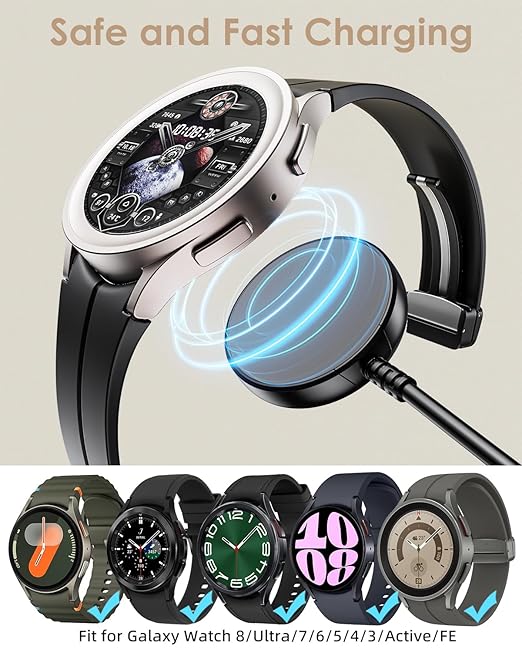 3.3FT for Samsung Galaxy Watch Charger Compatible with Watch 8/8 Classic/Ultra/7/6/6 Classic/5/5 Pro/4/4 Classic/3/Active/FE USB A Magnetic Fast Charging