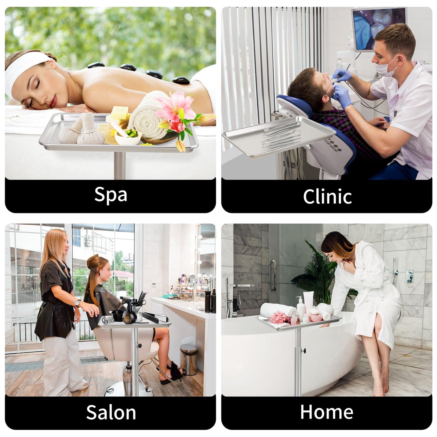 Salon Tray on Wheels, Salon Color Tray with Adjustable Height, Hair Stylist Tray, Suitable for Tattoo Tray and Dental Tray