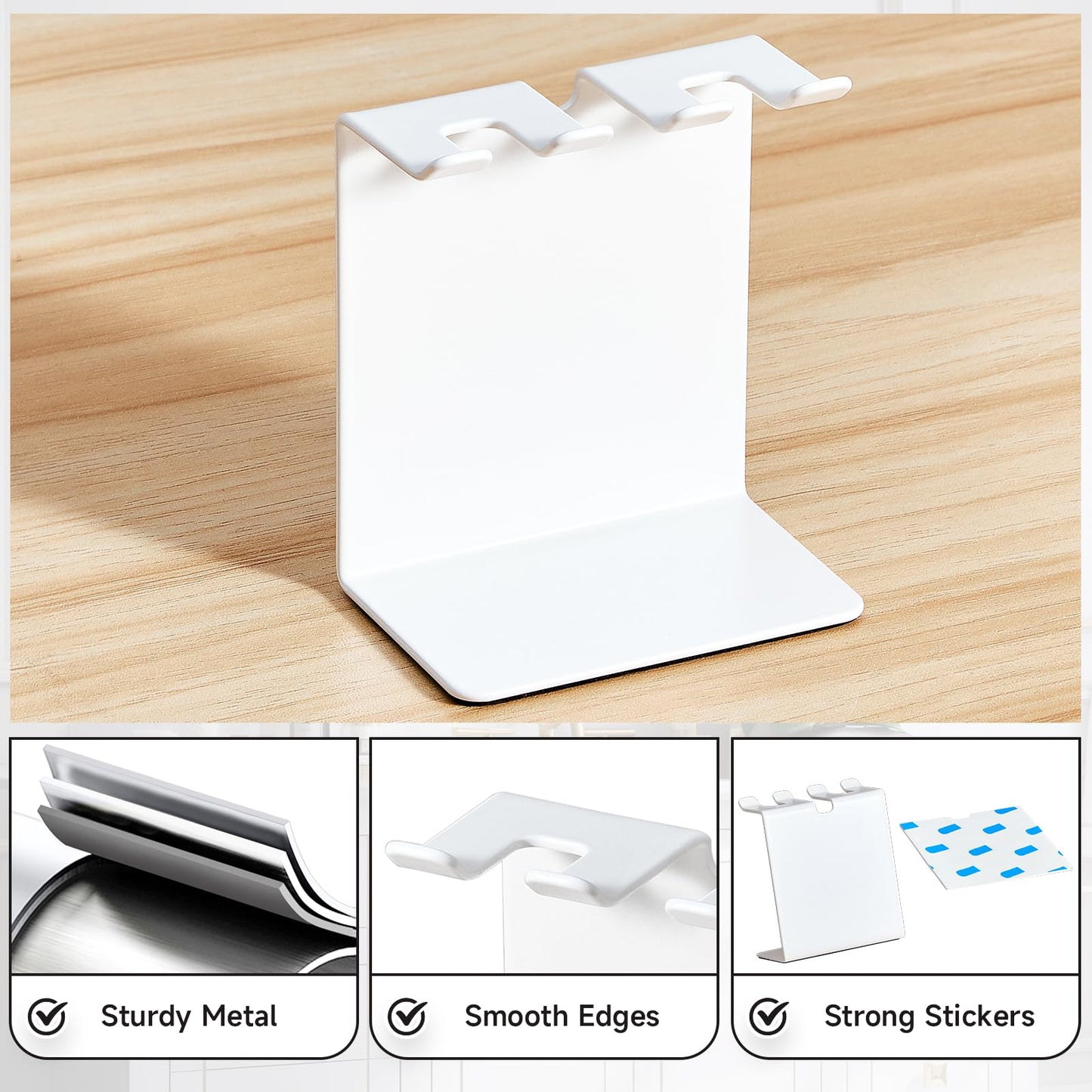 Electric Toothbrush Head Holder, Oukimly Toothbrush Holder Wall Mounted or Desktop, Metal Tooth Brush Holder, Shower Brush Head Holder, Electric Toothbrush Holder for Bathroom (White, Small)