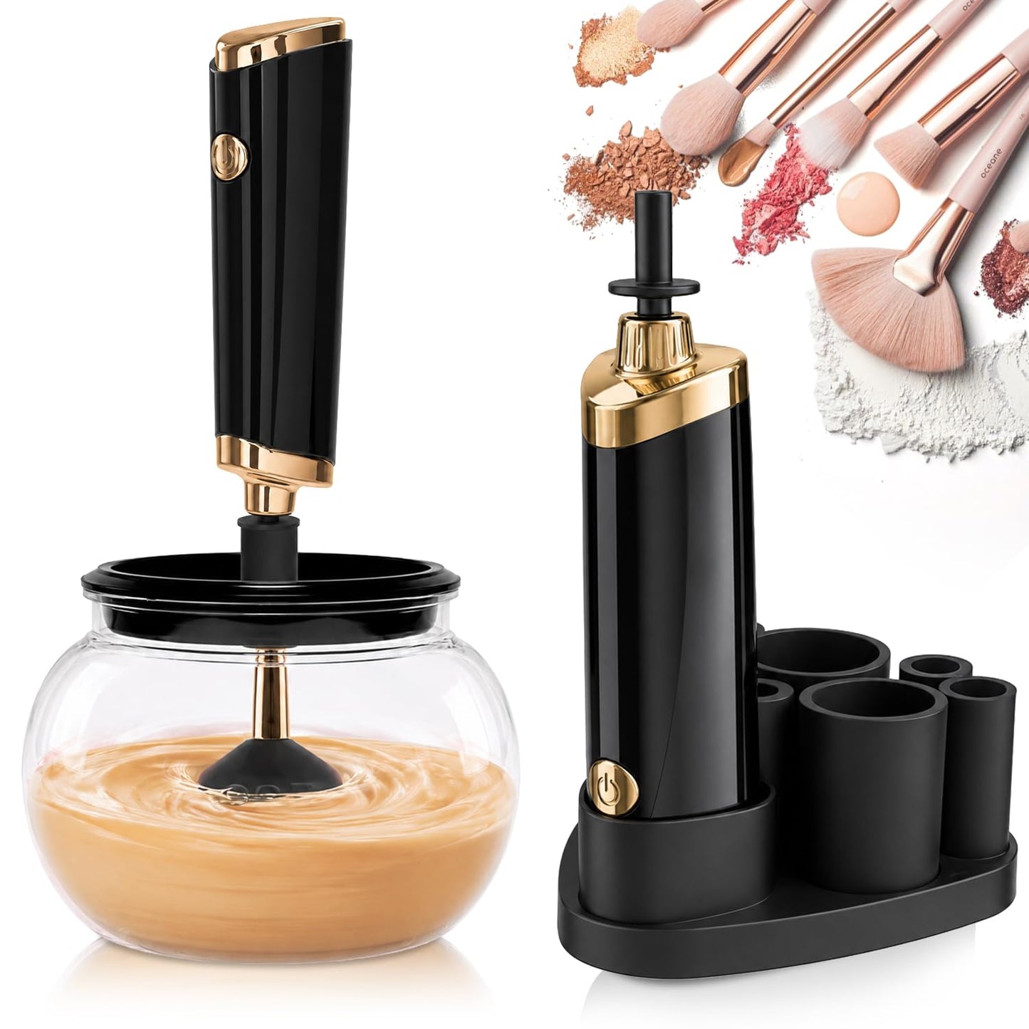 Electric Makeup Brush Cleaner and Dryer Machine - black
