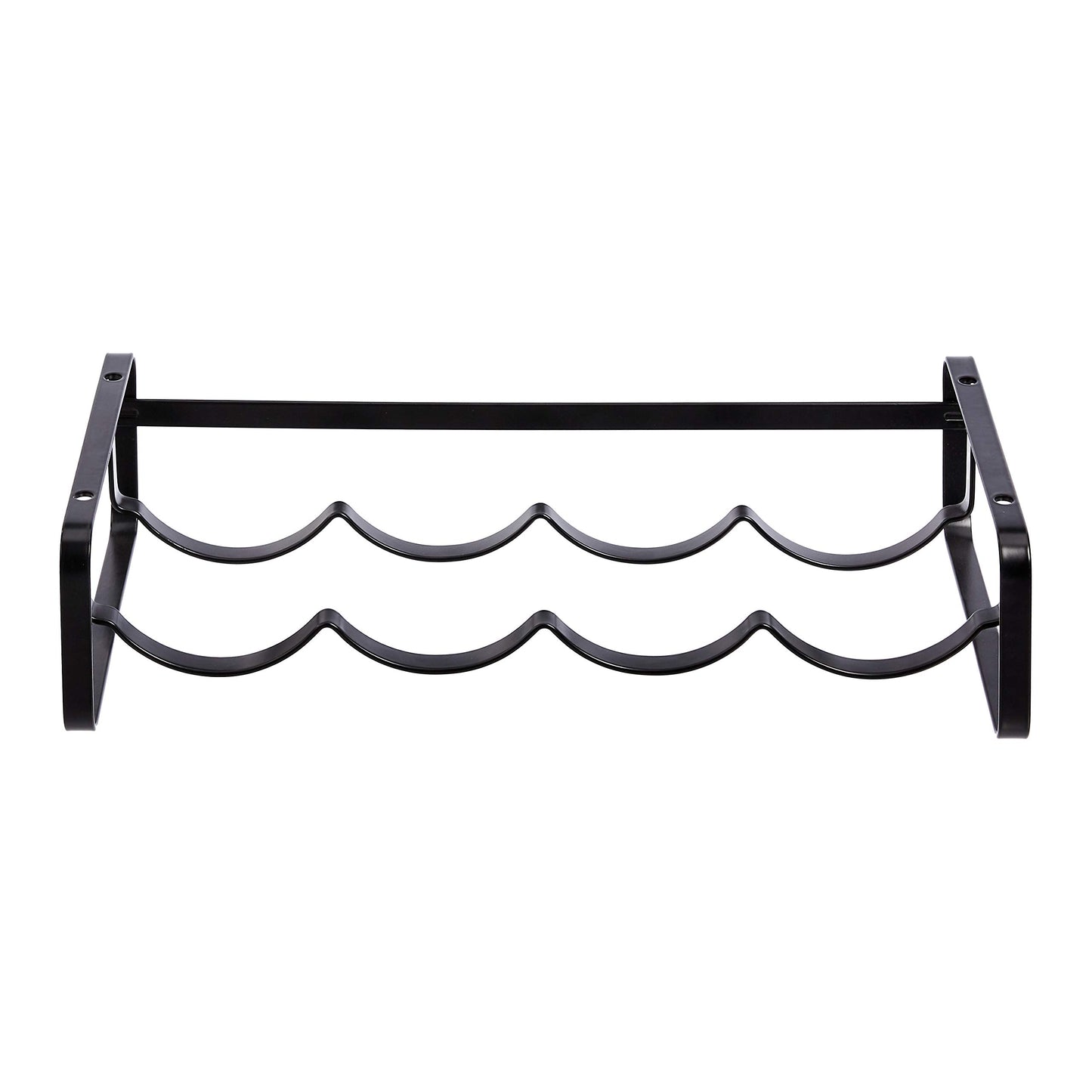 Amazon Basics Tabletop Stackable 4-Bottle Metal Wine Rack, Wine Storage, Space Saving, No Assembly Required, 3.74"D x 15.75"W x 7.87"H, Black