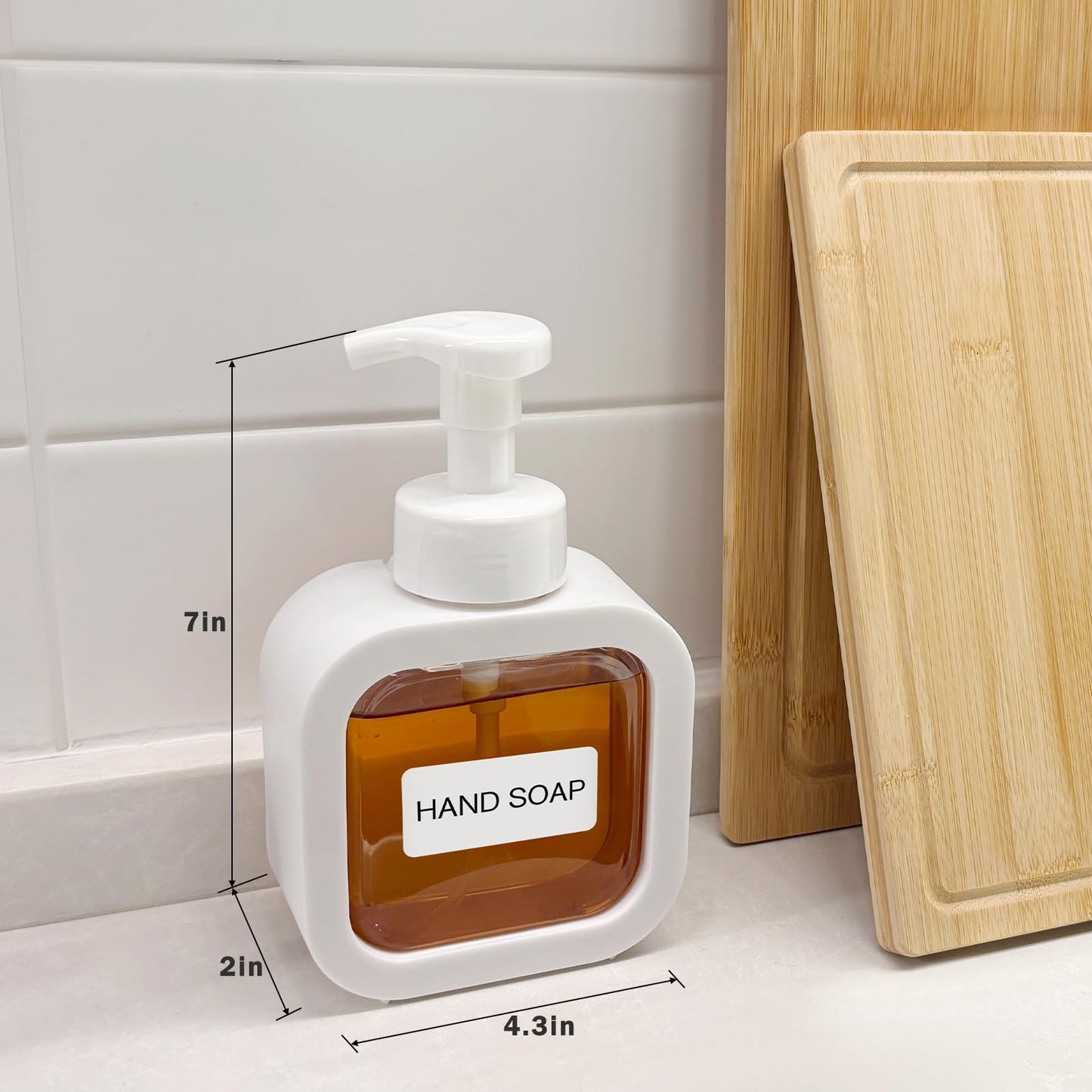 SVLX YIXVN Foaming Soap Dispenser, 2 Pack 300ml (10oz) Plastic Refillable Foaming Hand Soap Dispenser with 16 Pcs Waterproof Labels, Foam Pump Bottle for Bathroom and Kitchen (White)