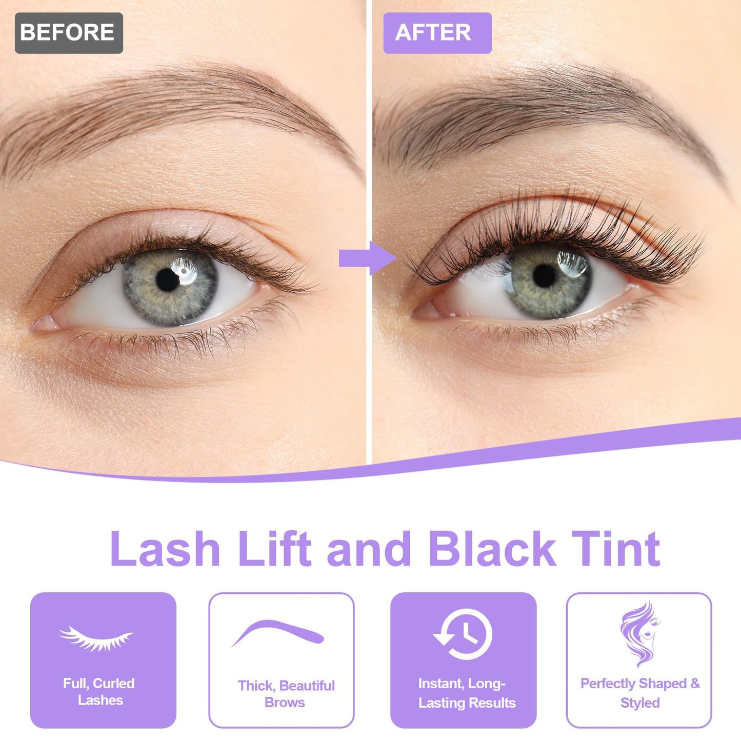 Tovokit Lash Lift Kit, Eyelash Perm Kit, Professional Eyelash Lift Kit and Black Eyebrows & Eyelashes Color Kit, Easy Lash Lift for Beginner at Home