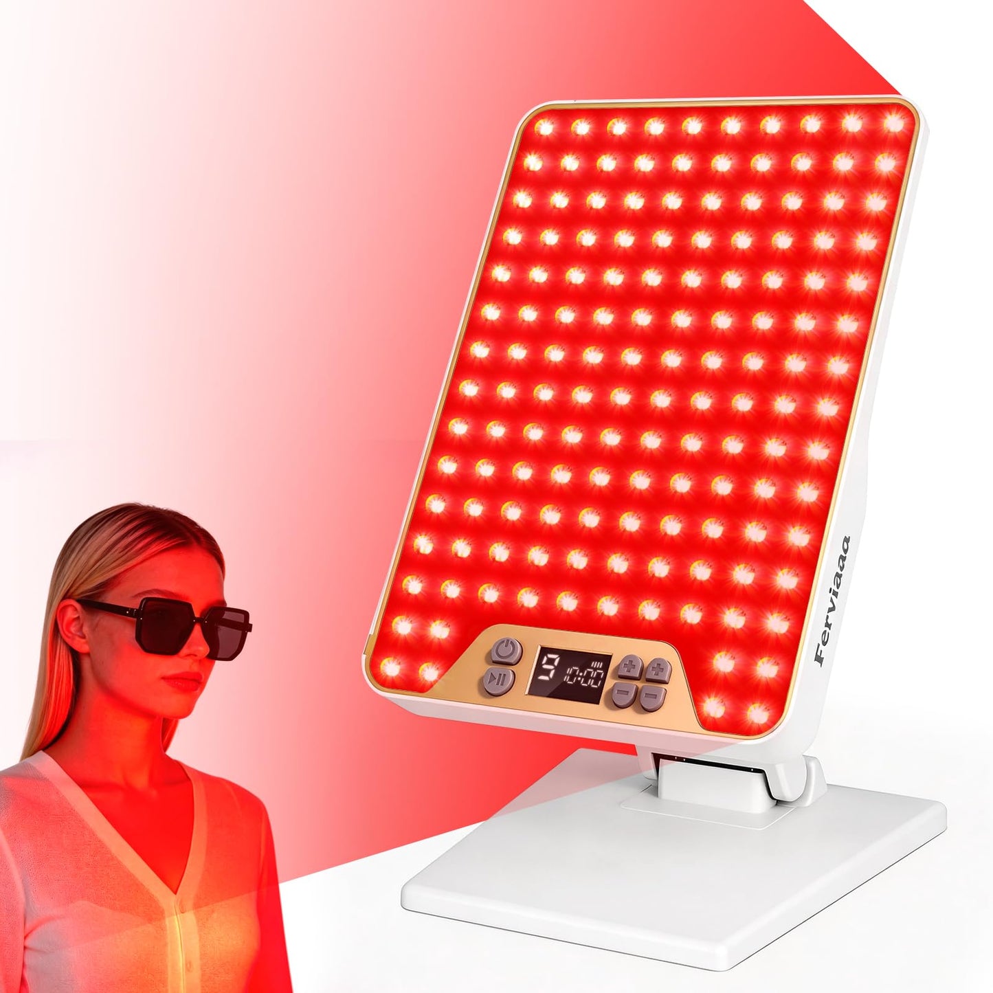 Rechargeable Red Light Therapy Panel with 4 Wavelengths 630/660/810/850nm, 138 LEDs High Power for Face & Body, Near Infrared Light Therapy Lamp with Adjustable Stand & Timer