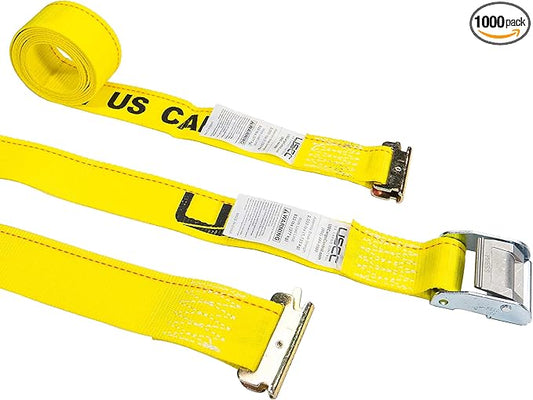 US Cargo Control E-Track Cam Buckle Straps (1000-Pack), 2 Inch x 12 Foot E Track Straps with Cam Buckle and Spring E-Fittings, 2,500 LBS Break Strength, Easy-to-Use Tiedowns in Vans and Trailers