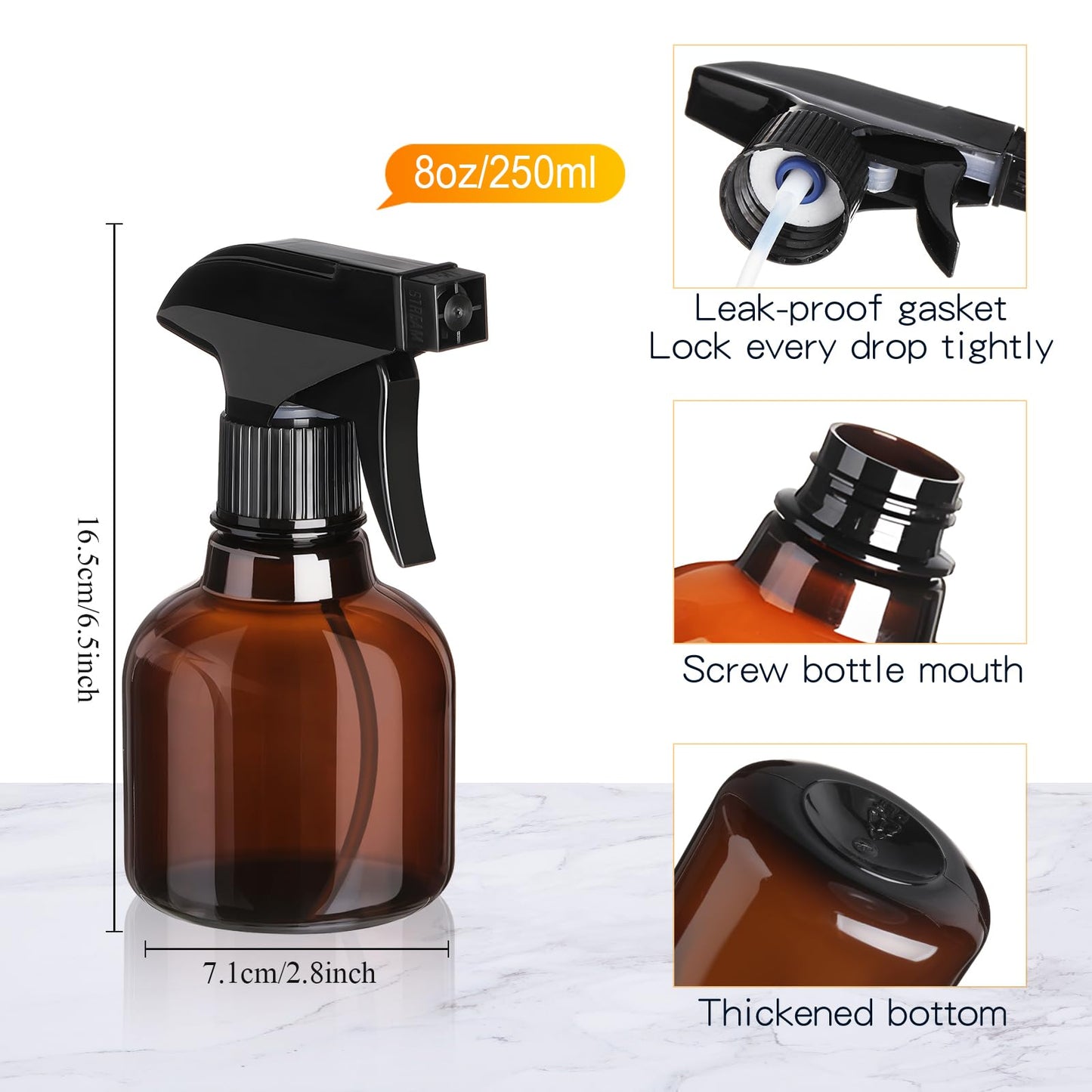 Jinei 24 Pcs 8 oz Empty Plastic Spray Bottle Bulk with Trigger Sprayers Pet Adjustable Head from Fine to Stream Refillable for Hair Plants Cooking Pets, No Leakage(Black)