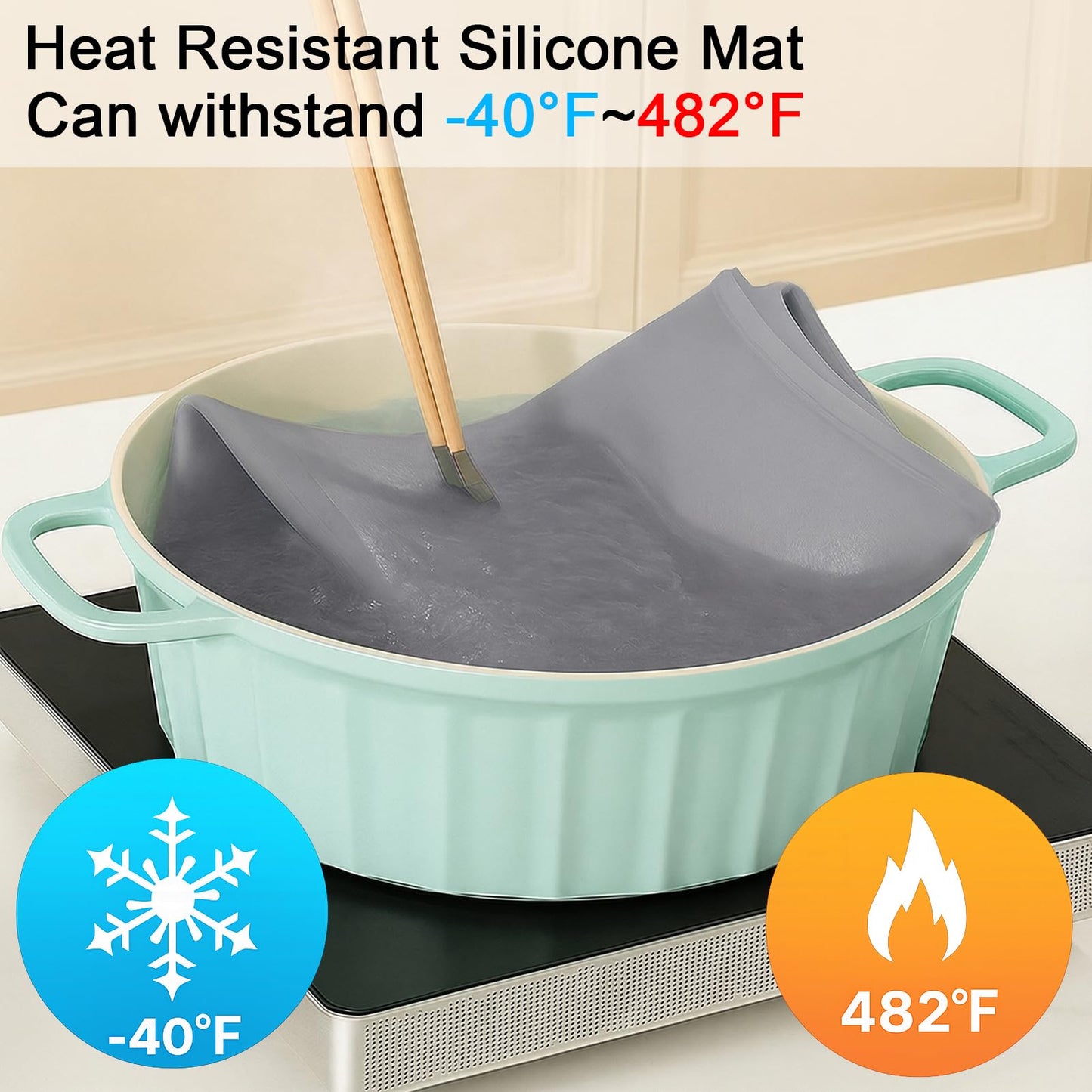 Silicone Mat 35.4"x23.6" Silicone Mats for Kitchen Counter Heat Resistant Mats for Countertop, Countertop Protector Mat, Edge Heightening Nonstick Waterproof Multipurpose Table Mat (Dark Gray)