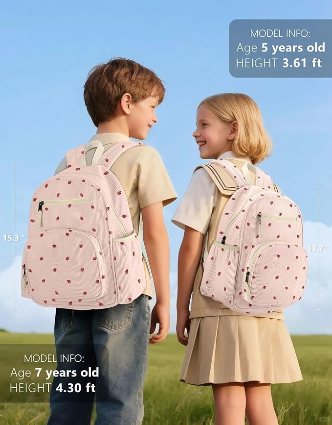 Corduroy Toddler Backpack for Girls 2-5, Preschool Kindergarten Backpack - Cute Kids Backpacks for Girls 13.7" H Fit Folder