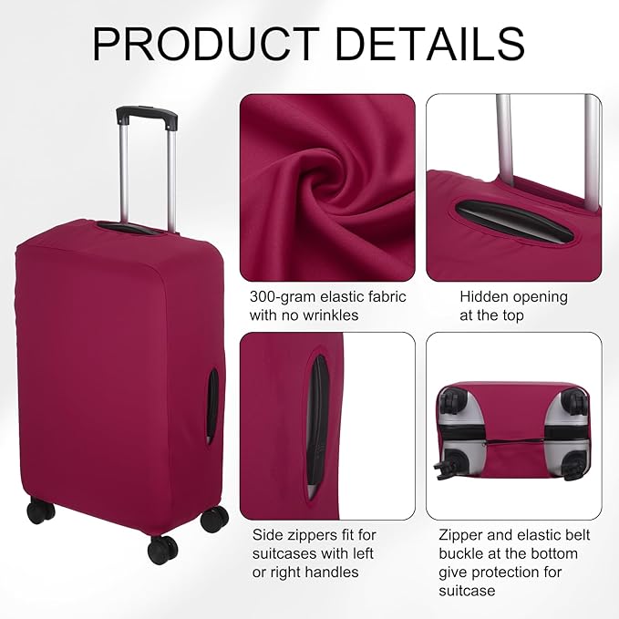 uxcell Travel Luggage Cover, Washable Suitcase Covers for Luggage Anti-scratch Suitcase Protector Elastic Baggage Protective, Fits 18-21 Inch Suit Case, Purple Red