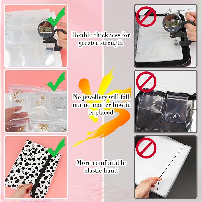 Large Transparent Jewelry Storage Book with 300 Pockets and 150 Jewelry Pouches,Travel Jewelry Organizer and Storage,Jewelry Binder Organizer for Earring,Bracelet,Necklace