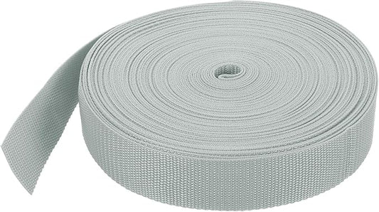 MECCANIXITY Lightweight Polypropylene Webbing Strap 1 1/2" 25 Yard Backpack Strapping Band Light Grey for Outdoor Luggage Cargo Straps