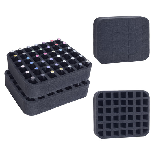 YAHOURWAT 2 Pack Nail Polish Organizer Holder Foam Pad with Slots for Storage 84 Bottles (15ml/0.5fl.oz) Nail Polish or Essential Oil Tray for Drawers Black