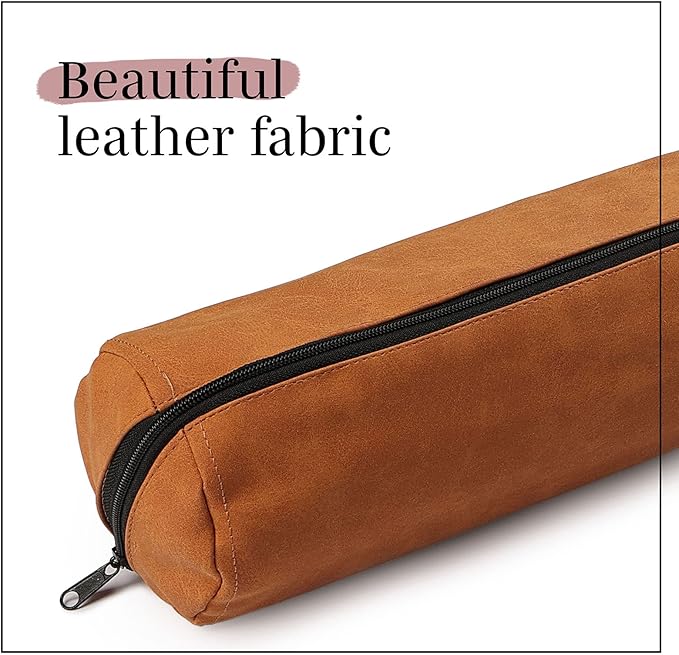 Novel Box Chestnut Brown Faux Leather Bangle/Bracelet/Watch Roll 12.25x3x3 Inches with Matching Zipper Pouch - Portable Organizer Pouch with Removable Roll Insert for Travel, Retail & Personal Use