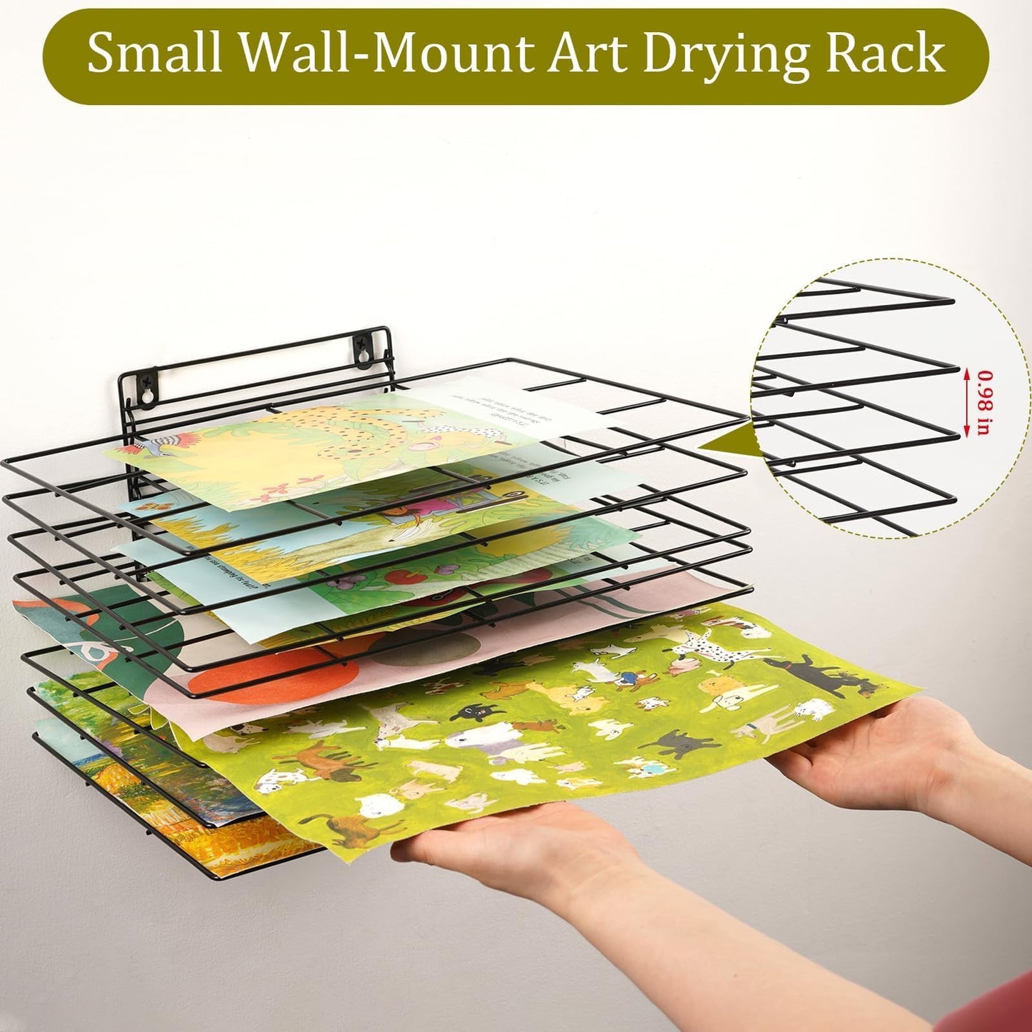 Lzttyee Art Drying Rack for Classroom Paint Drying Rack Small Art Drying Rack Wall Art Storage Rack with 8 Removable Shelves for Classrooms and Art Studios (Black, 8 Shelves)