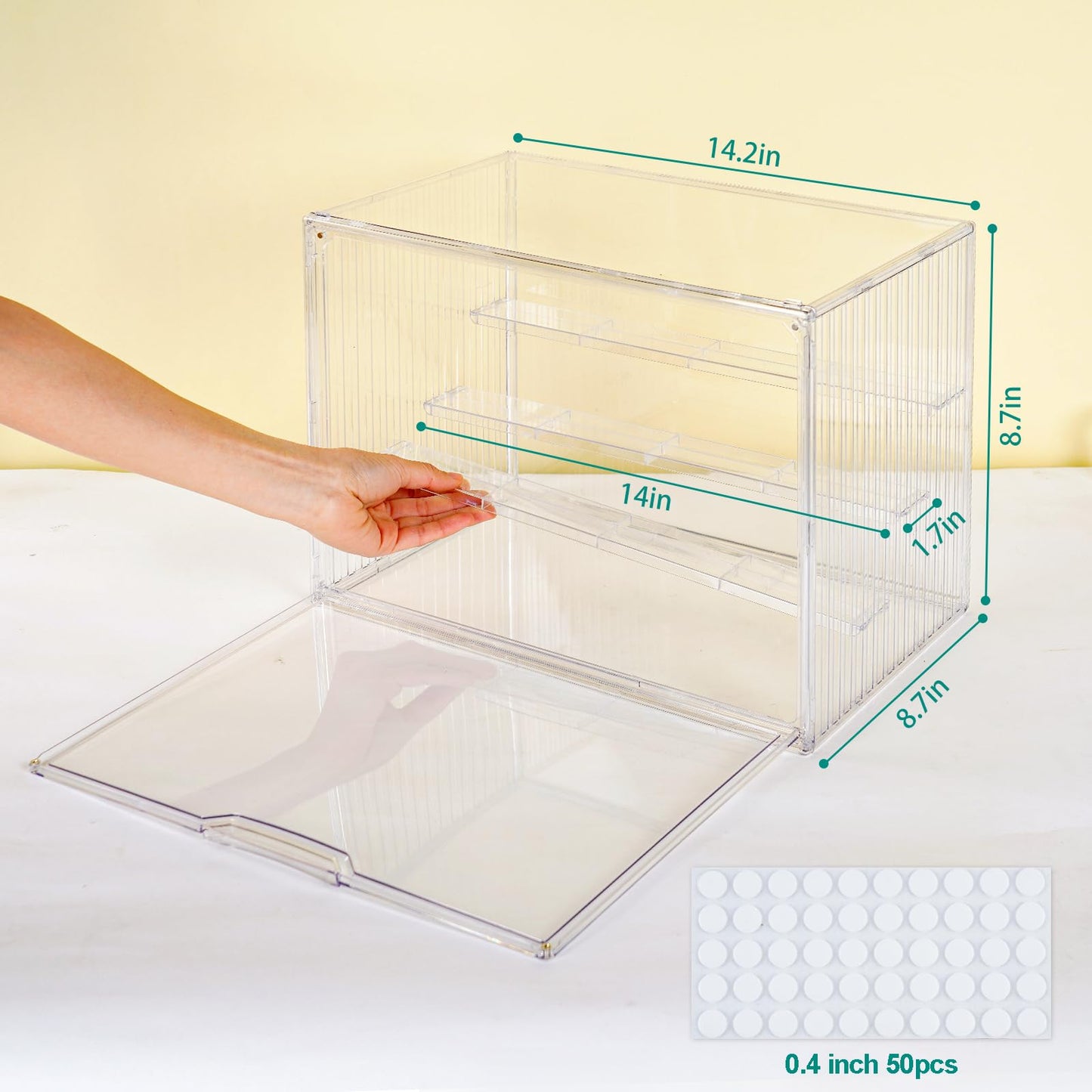 2 Pack Acrylic Display Case, 4 Tier Clear Display Case with Magnetic Door and 3 Adjustable Divider, Stackable Large Figure Display Case for Collectibles Action Figures