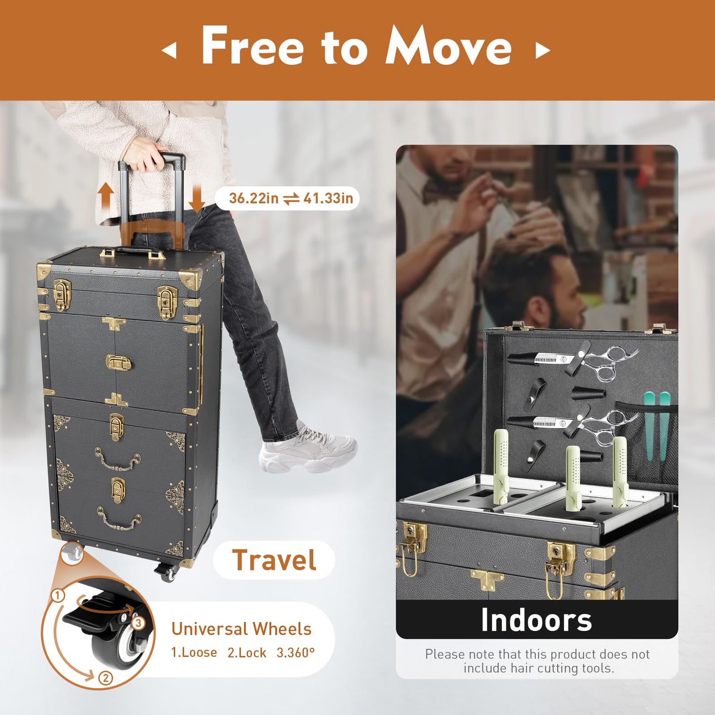 Mahugde Beauty Salon Luggage Rolling Lockable Makeup Train Trolley Stylist Beauty Salon Cosmetic Luggage Travel Organizer Tool Box for Barbershops Beauty Salons