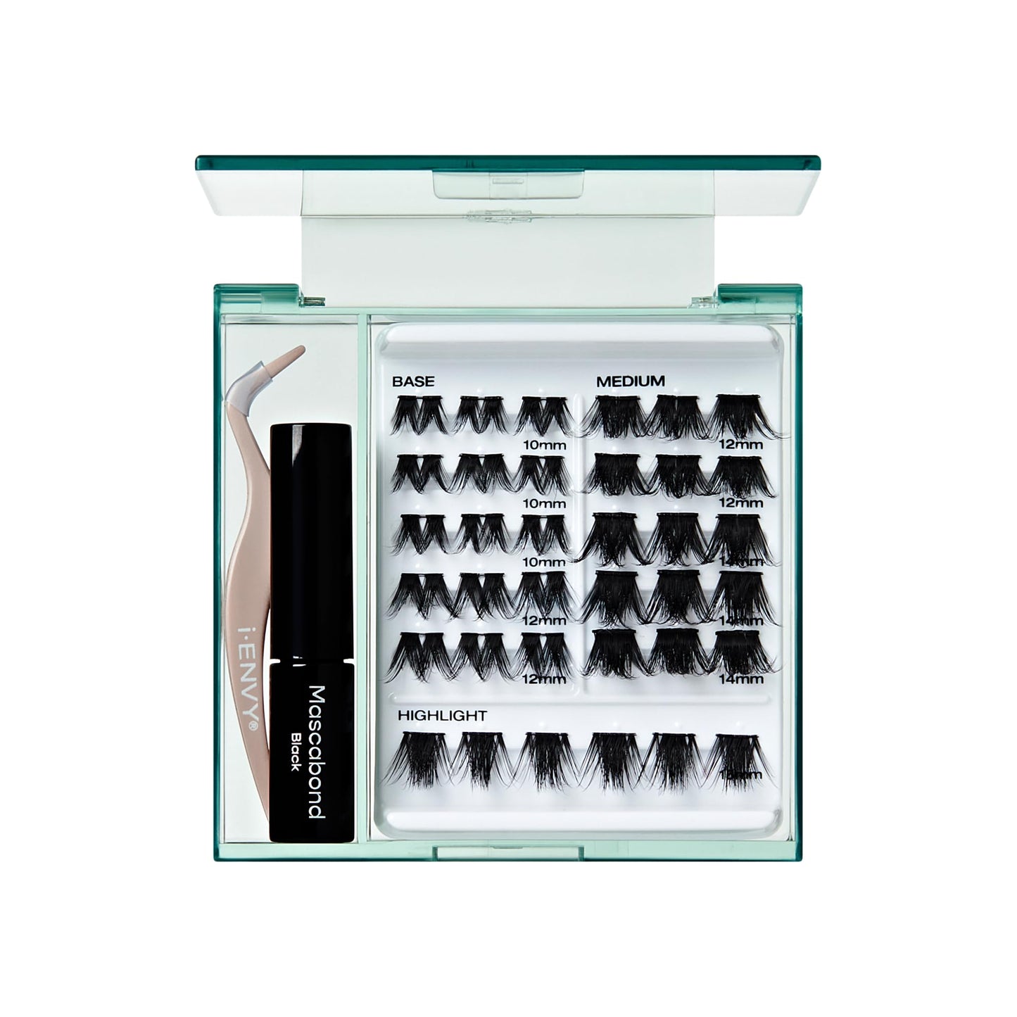 i-ENVY Cluster Palette Kit, DIY Lash Makeup, Customizable Under Lash Extension Layering All in One Convenience, Mini Applicator & Mascabond Glue Included (Dramatic)