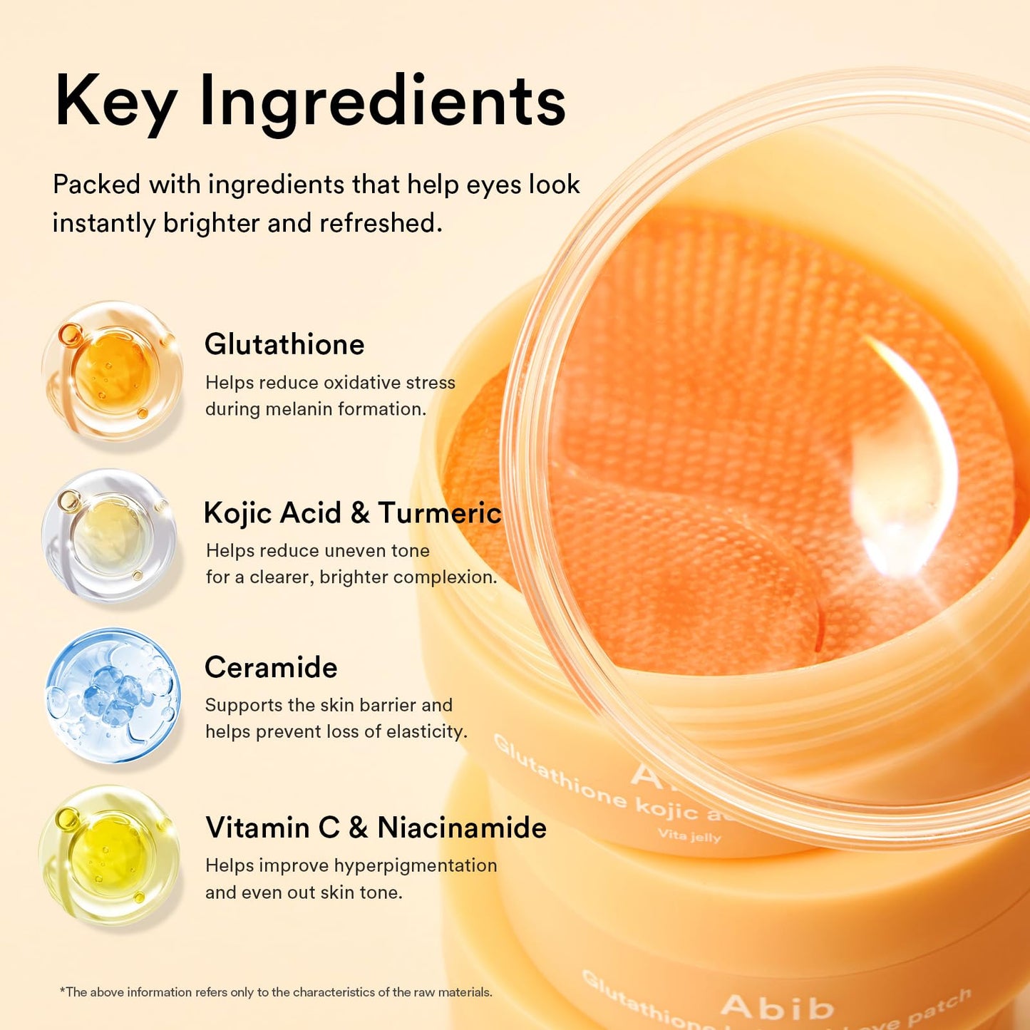 Abib Glutathione Kojic Acid Eye Patches for Radiance Dark Circles & Dark Spots, with Tone-up Jelly, 60 Count, Korean Skin Care