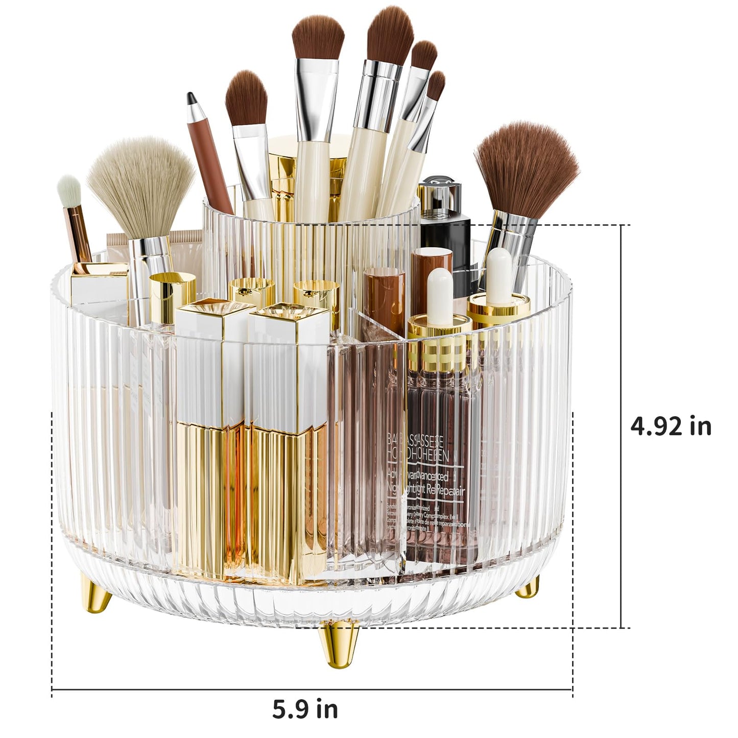 fanado 360° Rotate Makeup Brush Holder Organizer, Makeup Organizers Countertop, Makeup organization and Skincare Storage for Vanity, Desktop, Bathroom (Clear)