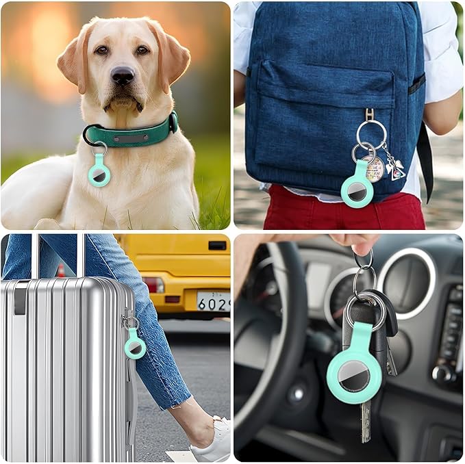 Waterproof for AirTag Holder Case Keychain for Air Tag Key Ring [PC+Silicone] Compatible with AirTags, Tags Chain for GPS Item Finders Accessories, for Pets, Kids, Luggages, Red