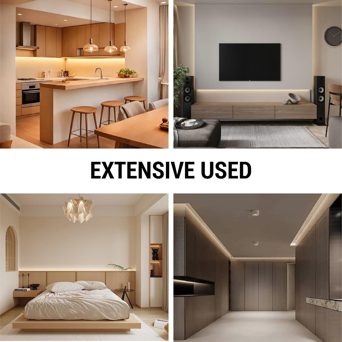 HAMRVL LED Shelf Lights, 12V COB LED Strip Lights 32.8ft (2 Roll of 16.4ft), Dimmable Cuttable Warm White 3000K Shelf Lighting LED Lights for Shelves, Display Cases, Bookshelves, Kitchen Cabinets