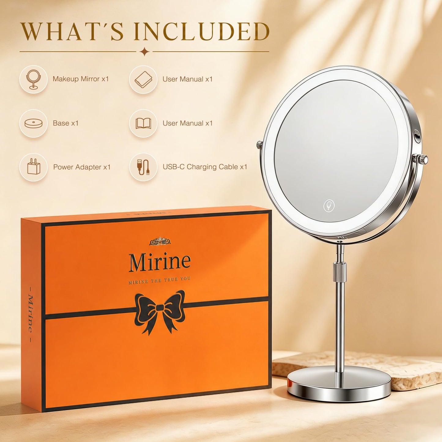 Professional 9" Lighted Makeup Mirror with Magnification, 1X/20X Double-Sided Vanity Mirror, 3600 Lux Ultra-Bright 80 LED, 5000mAh Rechargeable, 3 Color Mode, Stepless Dimming, Chrome Finish, Gift Box
