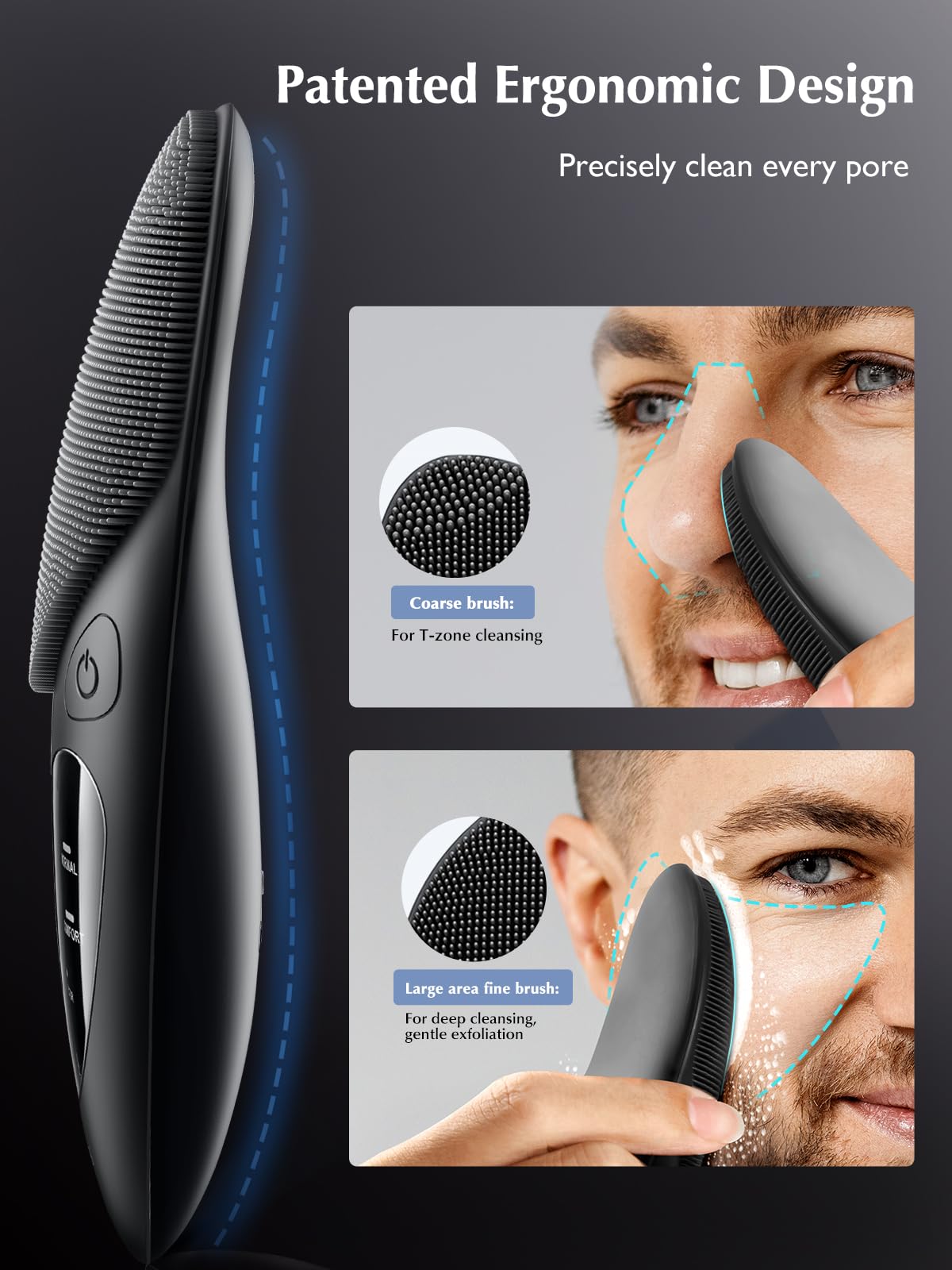 COSLUS JMY05 Silicone Face Scrubber Facial Cleansing Brush: Portable Waterproof Rechargeable Face Wash Brush, 4 Cleansing Modes, Electric Face Exfoliator for Men Women Cleaning, Exfoliating, Massaging