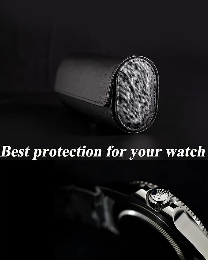 MR.OKAY 3 Watch Travel Case- Classic Leather Watch Case With Superb Texture.Portable Watch Roll Or Organizer For Storage And Display. Best Travel Gift for Men,All Handcrafted By Artisans.