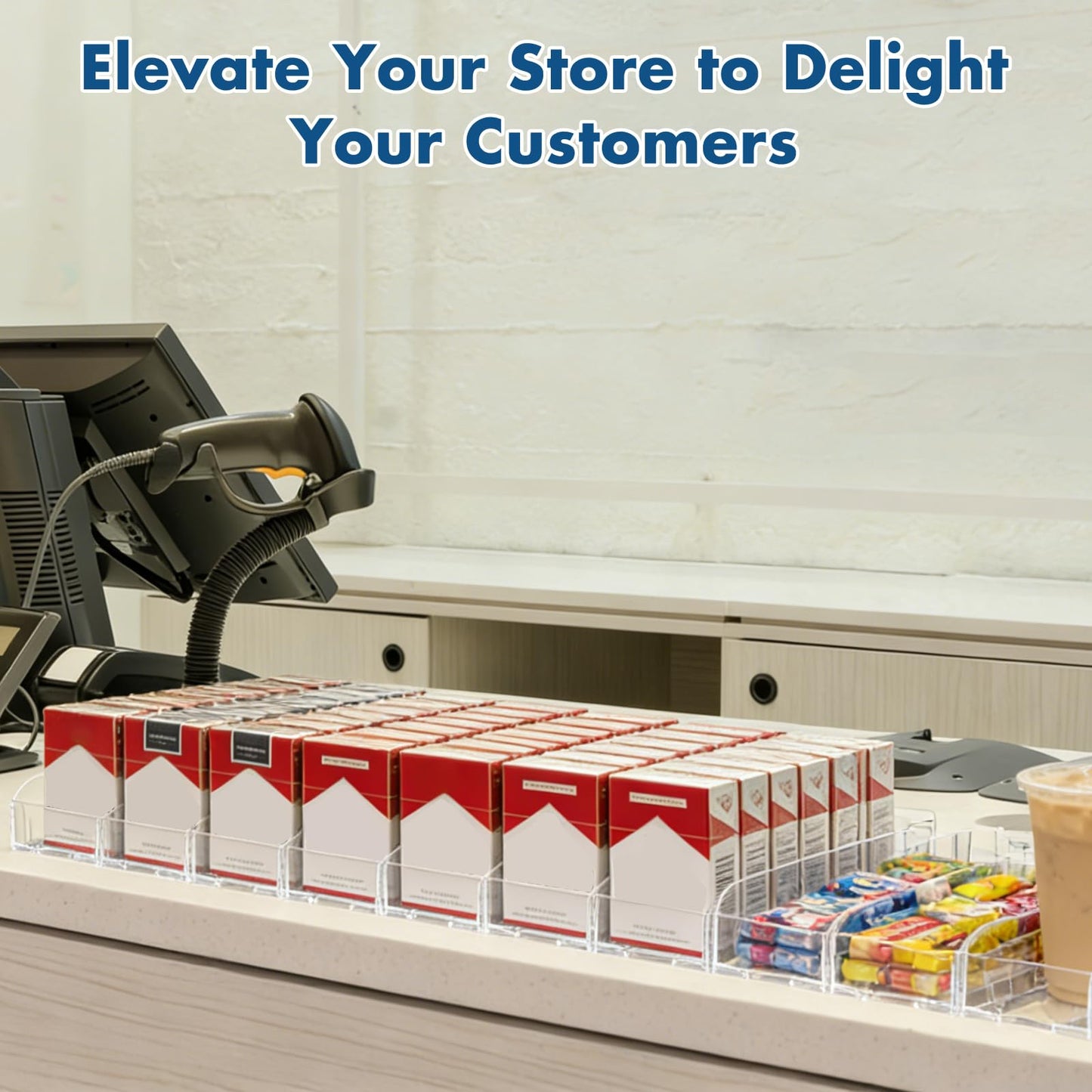50 Pack Automatic Pusher Display Rack, Store Display Shelf and Case Stand, Space Saving Organizer for Retail Stores and Supermarkets