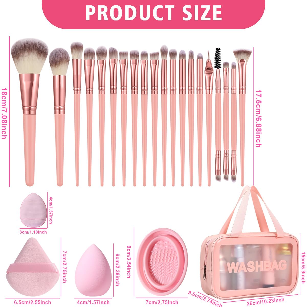 30 Pcs Makeup Kit, Multi-functional Makeup Tool Set with Makeup Brush Foundation Brush Make up Brushes Set (pink 30 Piece Set)