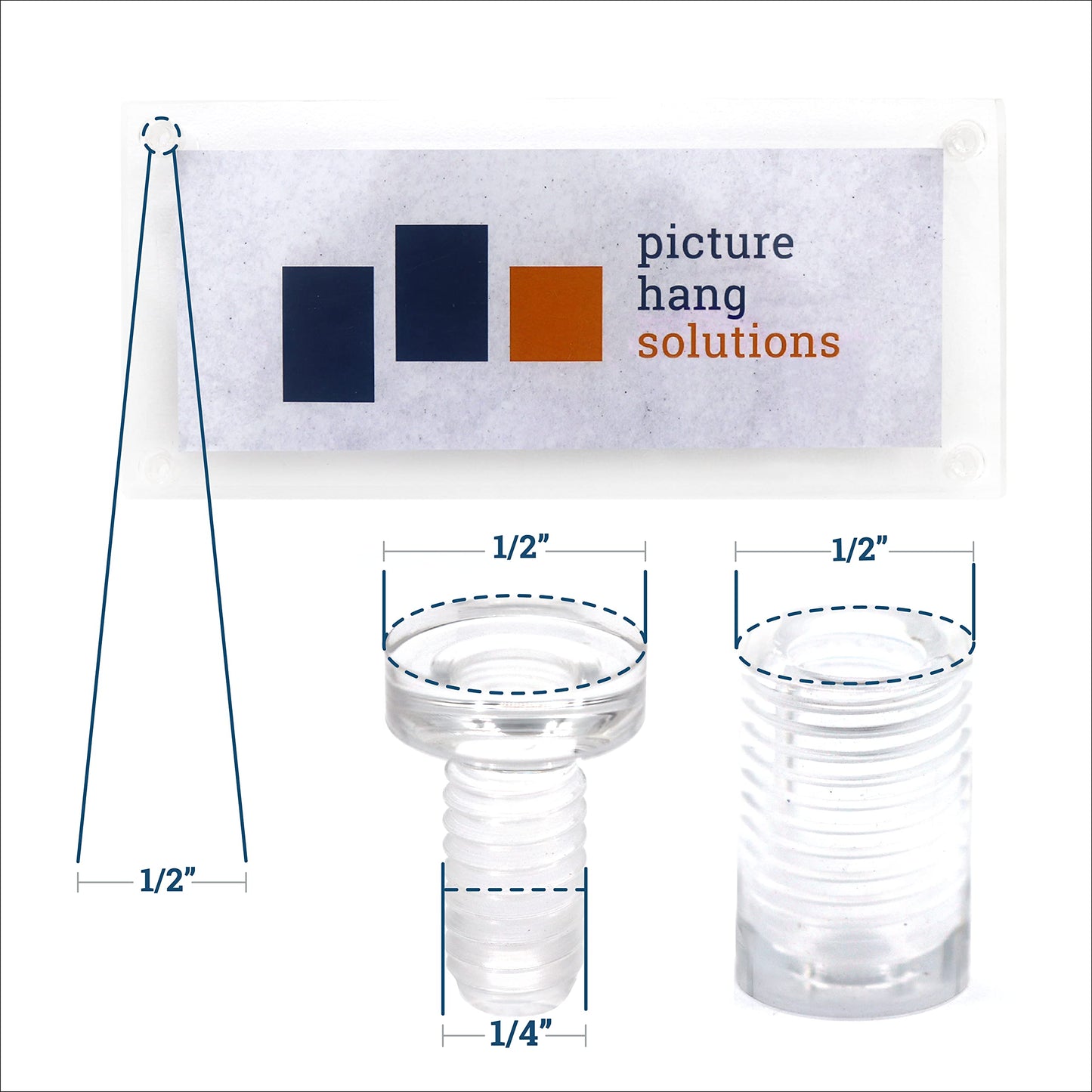 Clear Acrylic Display Sign Standoff - Sign Holder Wall Mounting Kit for Office Placards, Advertisements, and Frameless Pictures and Art (13mm x 19mm - 4 Pack)
