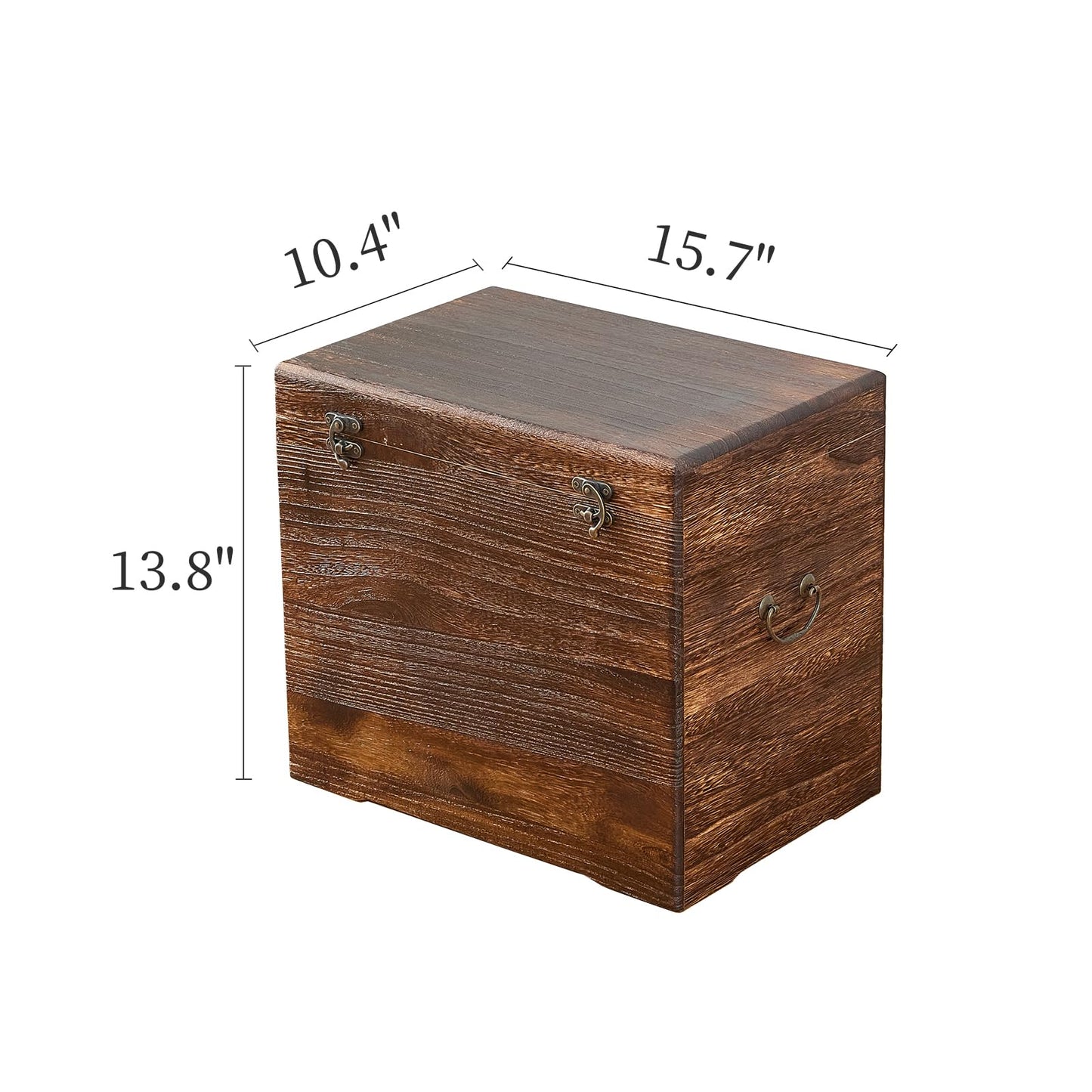 GZQWDC Wooden Storage Chest,Rustic Trunk Box,Storage Box for Living Room, Bedroom, Entryway,Dark Brown (S)