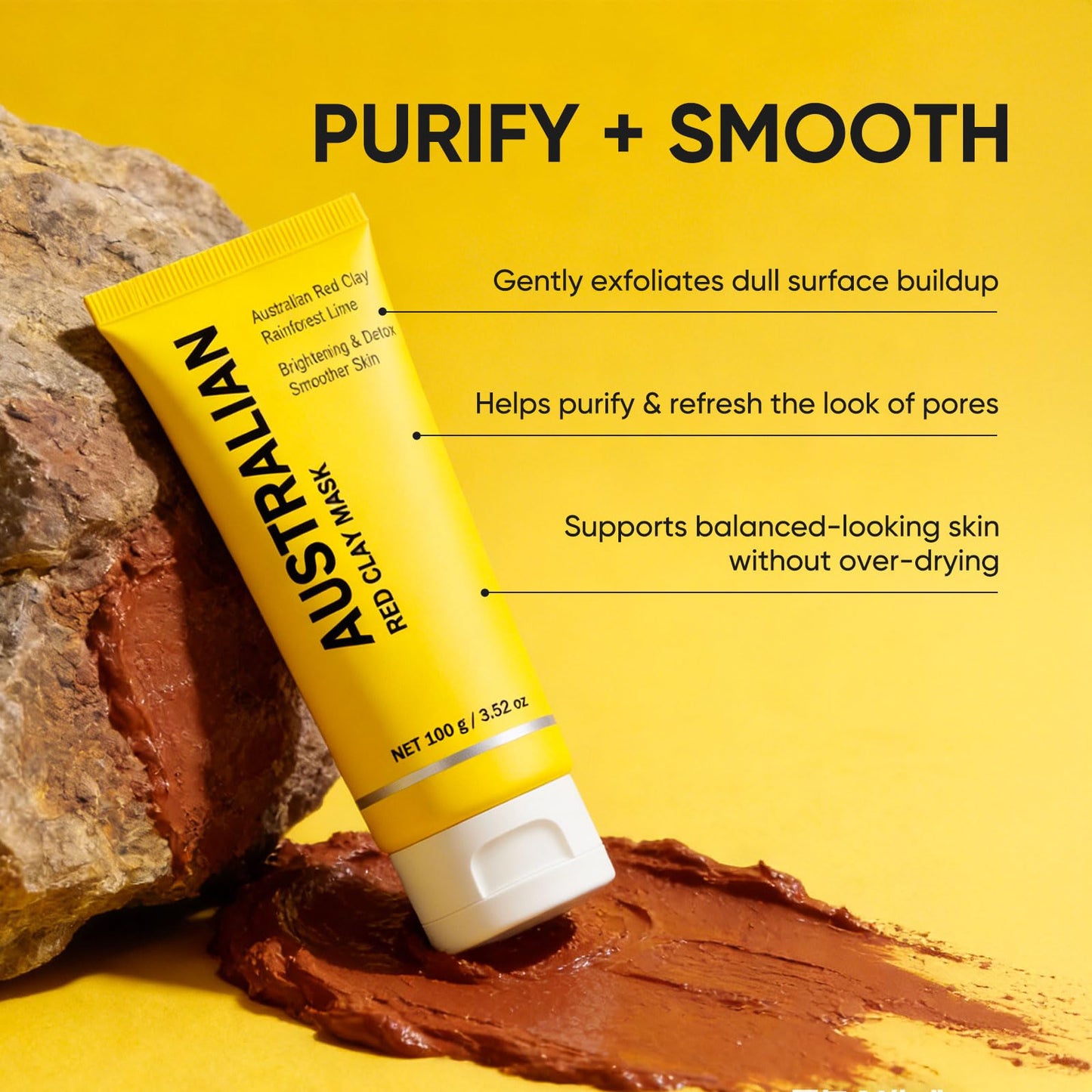 Boaccy Australian Red Clay Face Mask, Mineral-Rich Detox Mud Mask with Kakadu Plum, Desert & Rainforest Lime Extracts, for Radiant-Looking, Smoother Skin, All Skin Types, 100 mL (1)