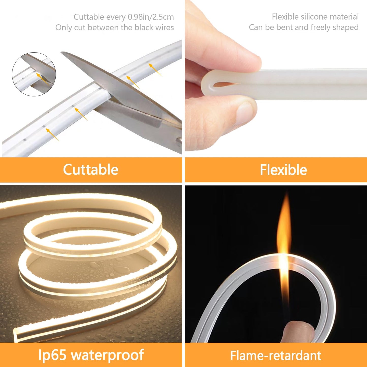 phwii Flexible Vanity Light Strip LED Vanity Lights for Mirror Dimmable Mirror Lights for Makeup Cuttable 6.5ft Makeup Light Strip 6500K Daylight for Dressing Table, Bathroom Mirror, and DIY Mirror
