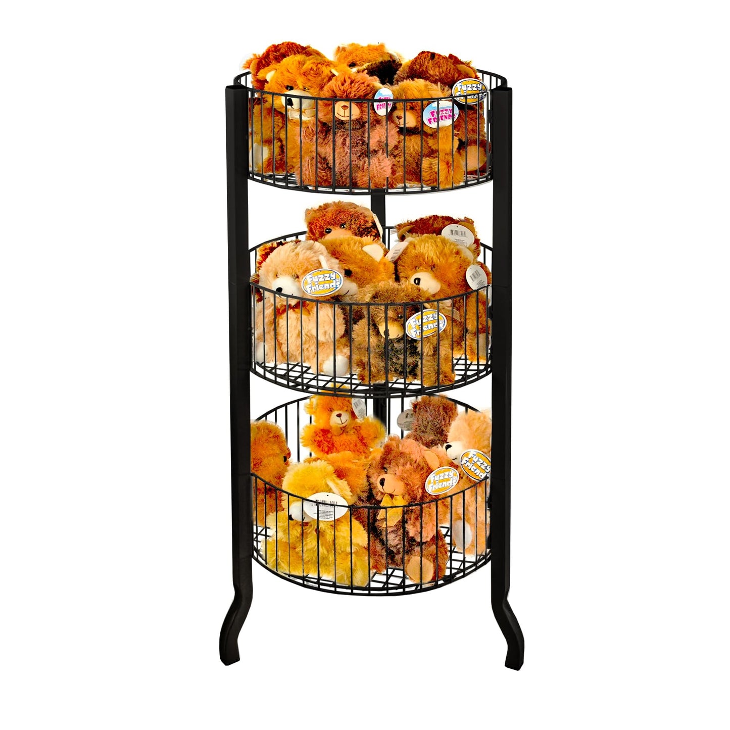 Azar Displays 300703 3 Tiered Round Wire Dump Bins (Black)
