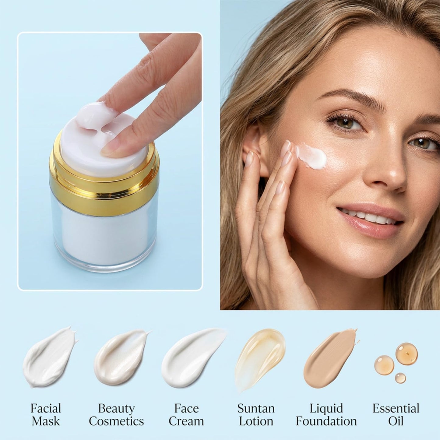 12PCS 1oz Gold Travel Jars for Creams, 30ml Airless Pump Jars Refillable Travel Bottles Empty Makeup Containers for Creams Lotion Moisturizer Toiletries Dispenser